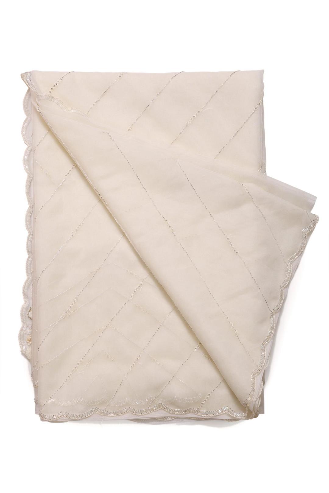 Off White Embroidered Organza Saree F00900A