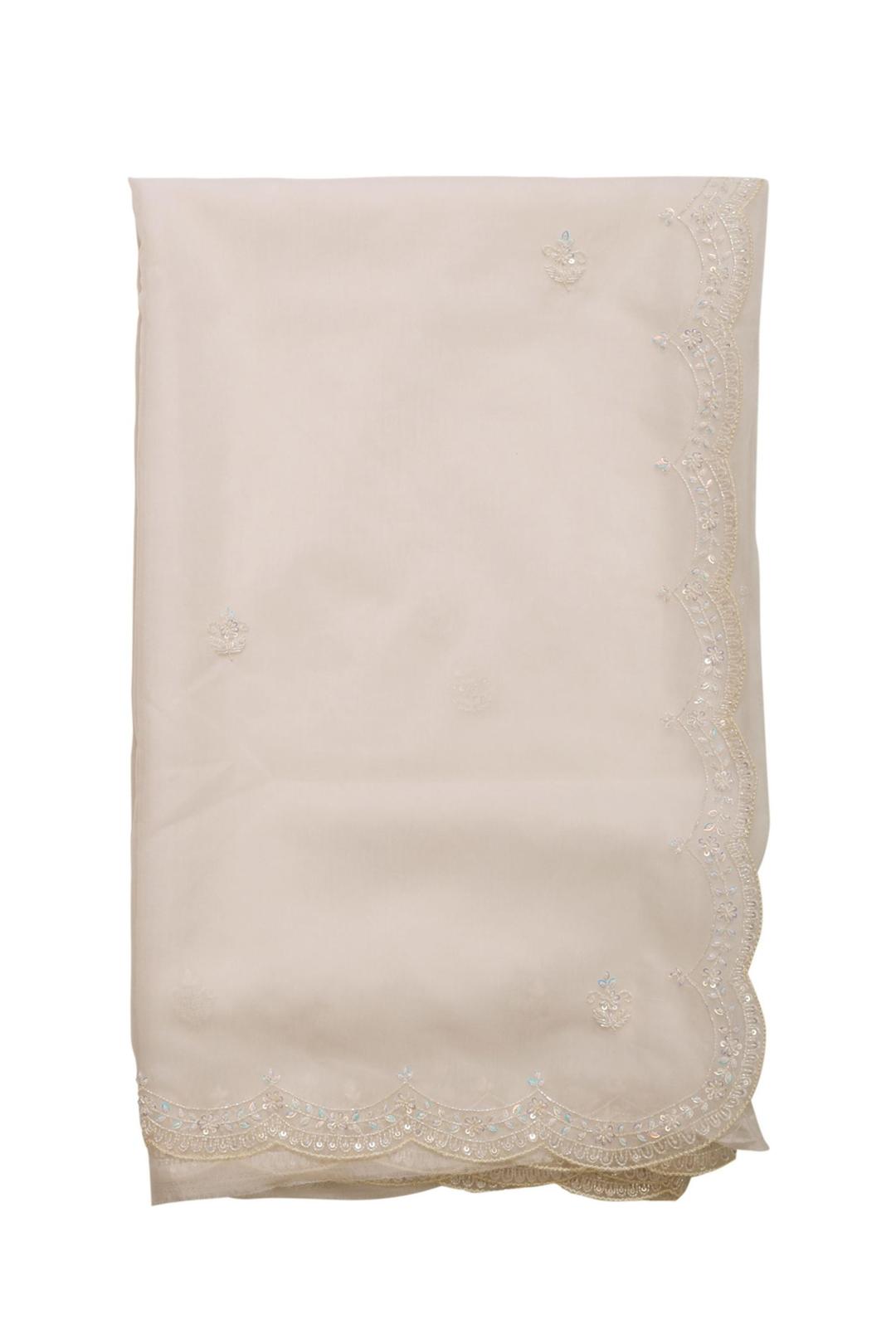 Off White Embroidered Organza Saree F00899B