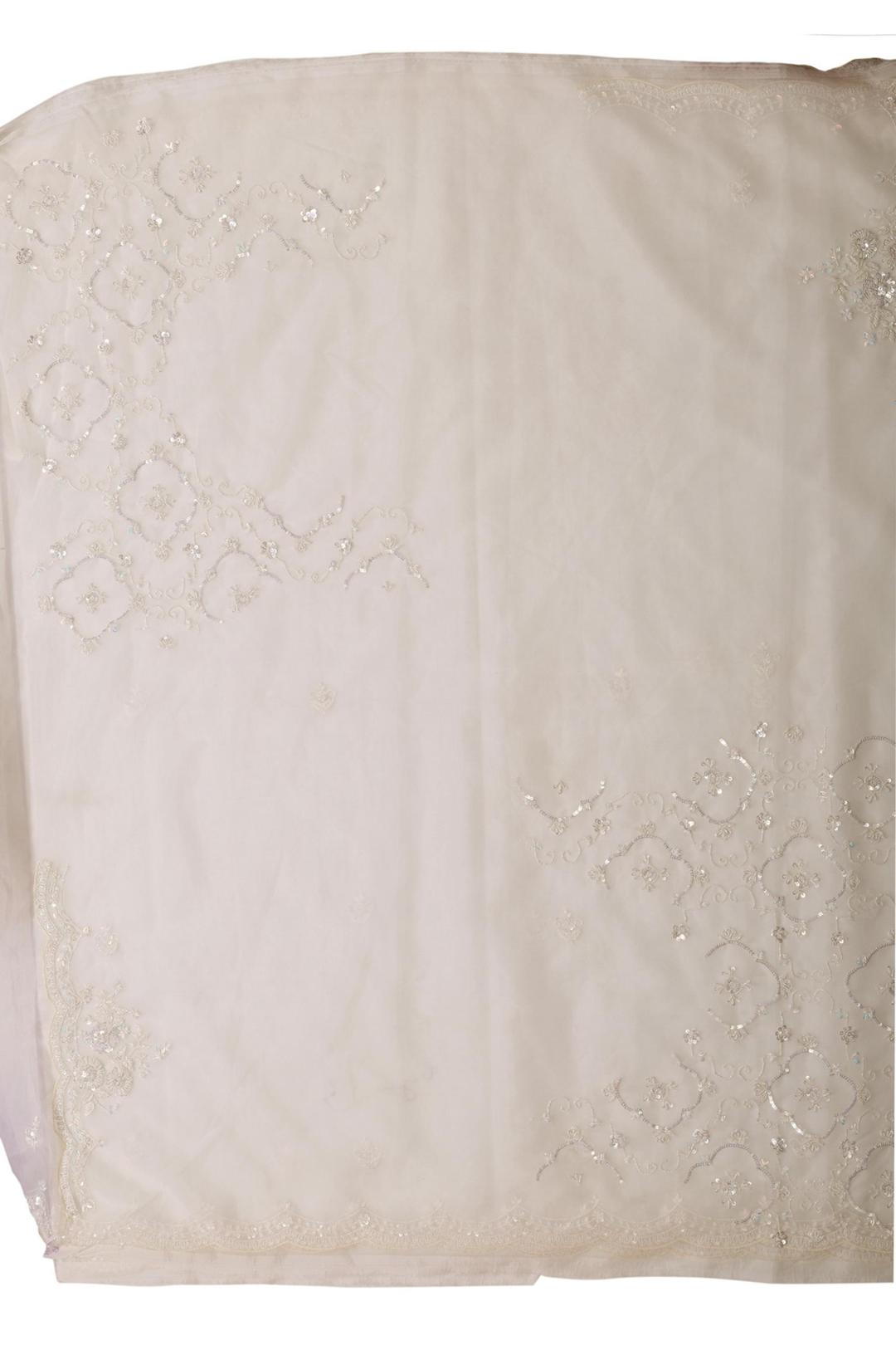 Off White Embroidered Organza Saree F00899B