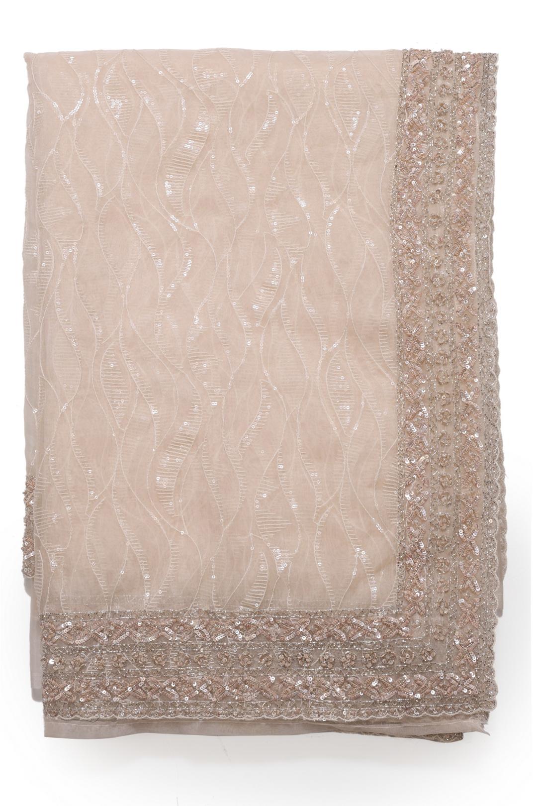 Light Peach Embroidered Organza Saree F00928