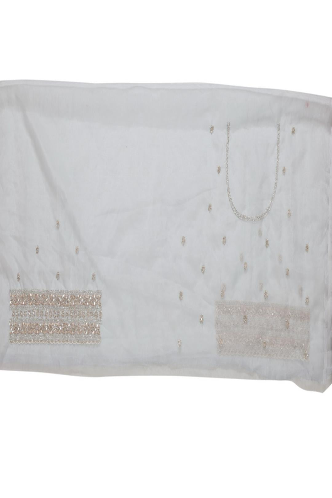 Grey Embroidered Organza Saree F00928