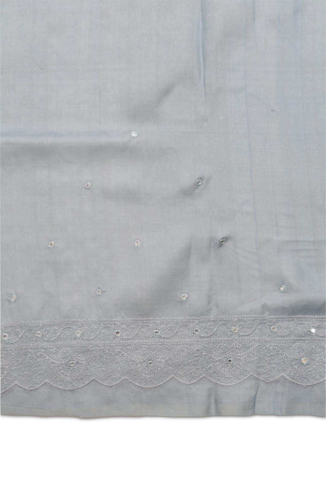 Grey Embroidered Organza Saree F00124
