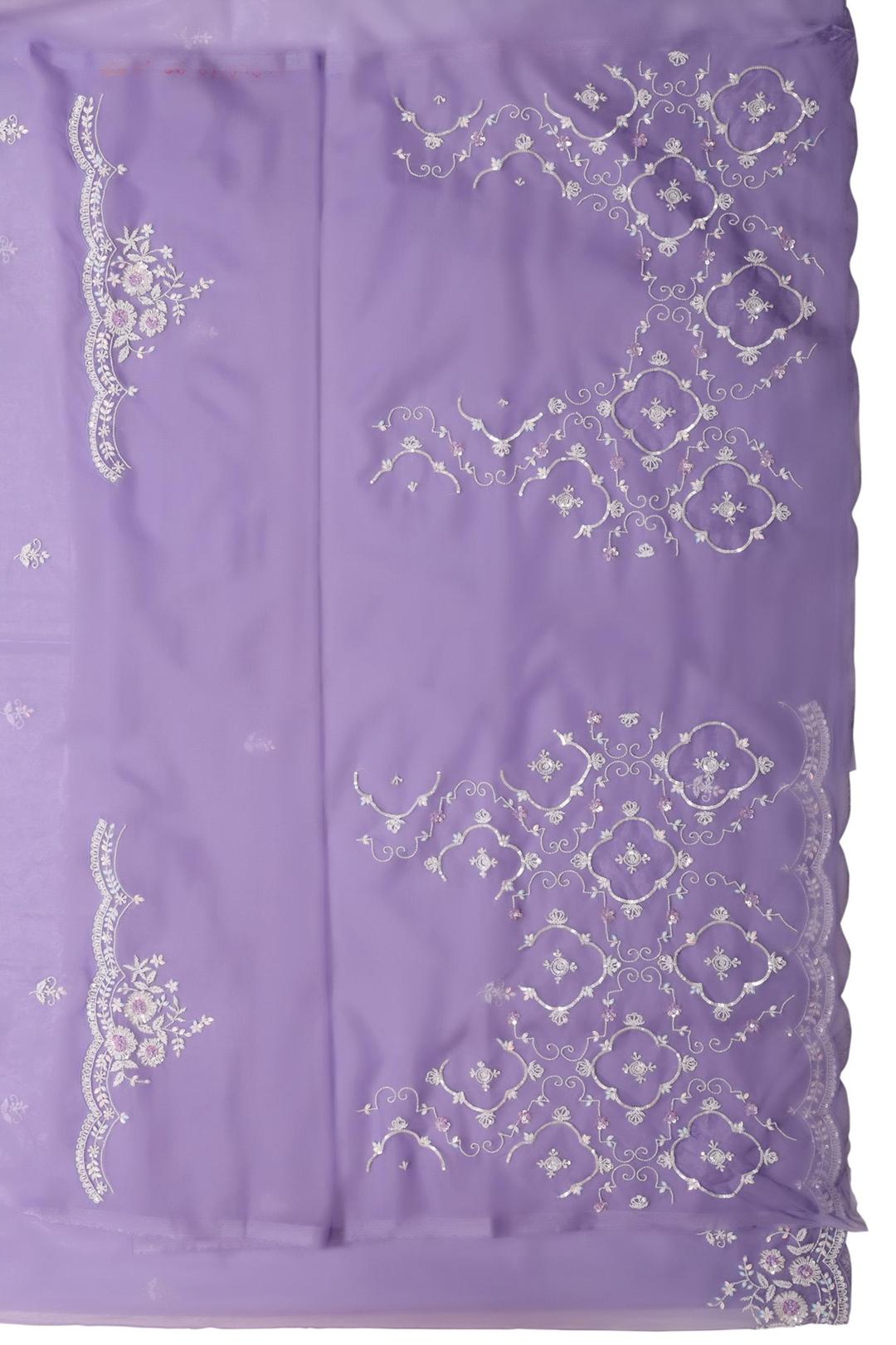 Lavender Embroidered Organza Saree F00899C