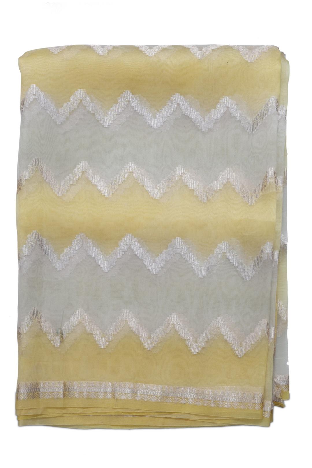Yellow And Grey Woven Organza Saree ES1154B