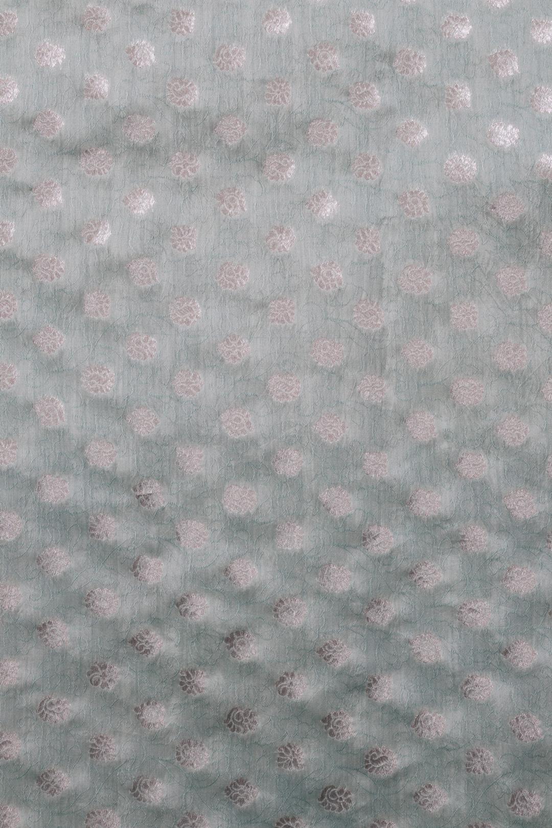 Blue And Green Hand Painted And Embroidered Organza Saree ES1305A