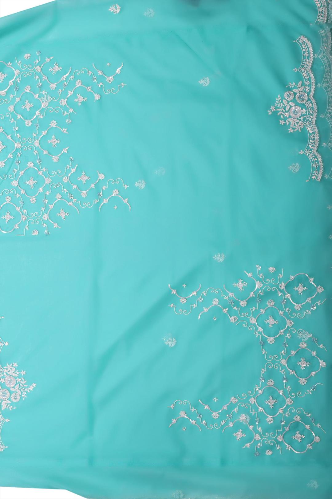Blue Embroidered Organza Saree F00899D