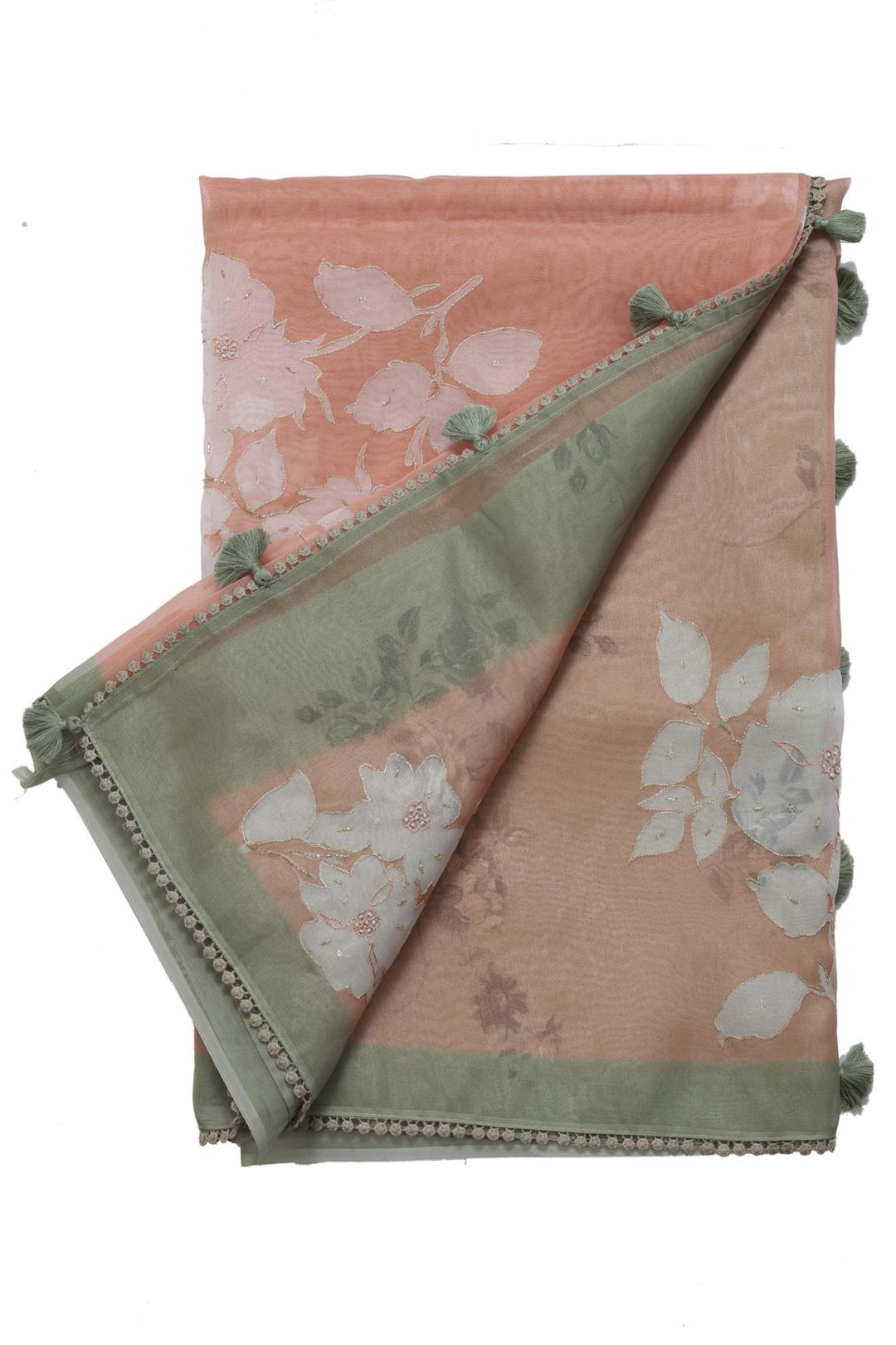 Orange Fancy Organza Saree F01021