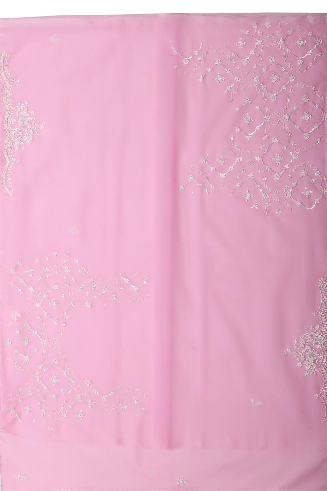 Baby Pink Embroidered Organza Saree F00899E
