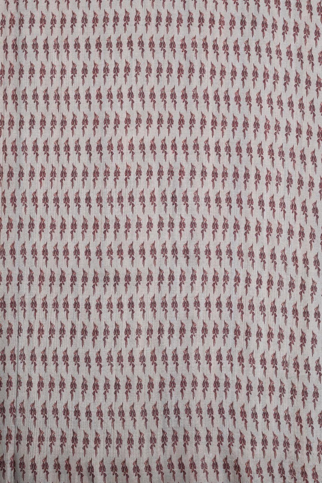 Grey Printed And Embroidered Tussar Saree F00695A