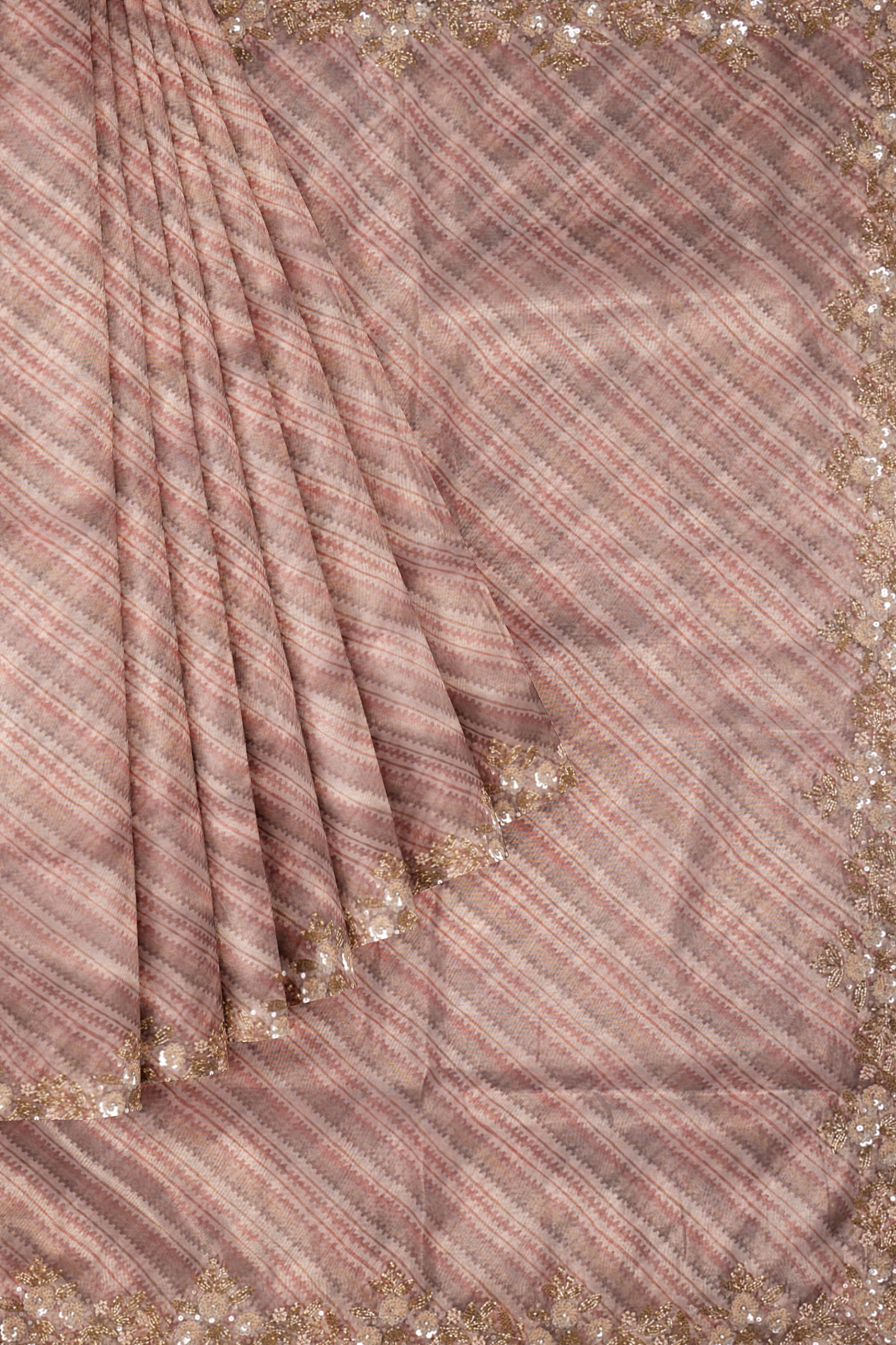 Pink Embellished Organza Saree F01170