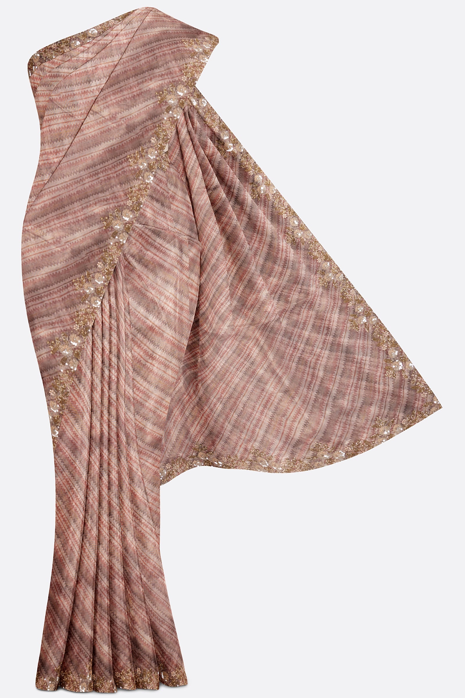 Pink Embellished Organza Saree F01170