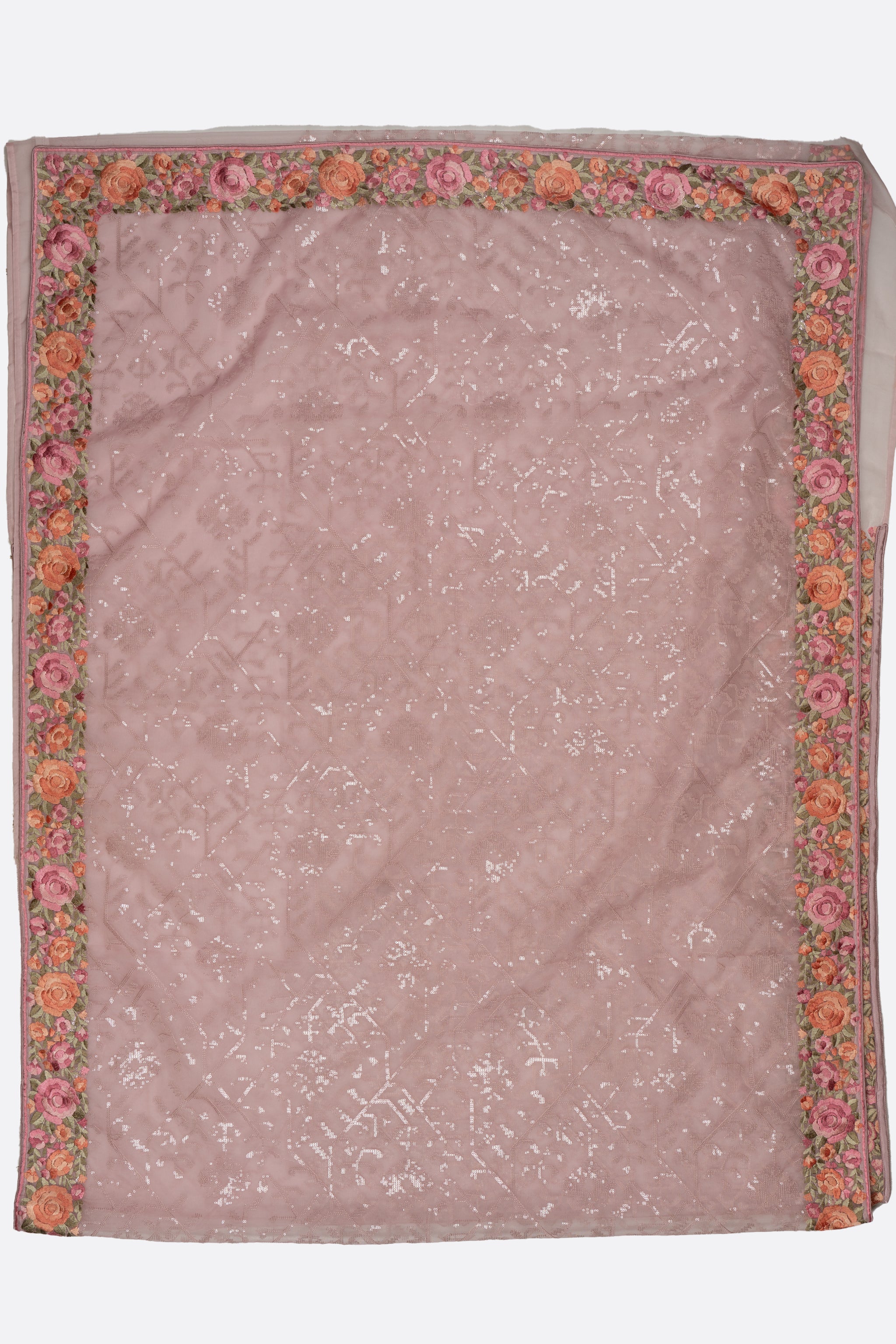 Pink Embroidered Kora Saree F00896