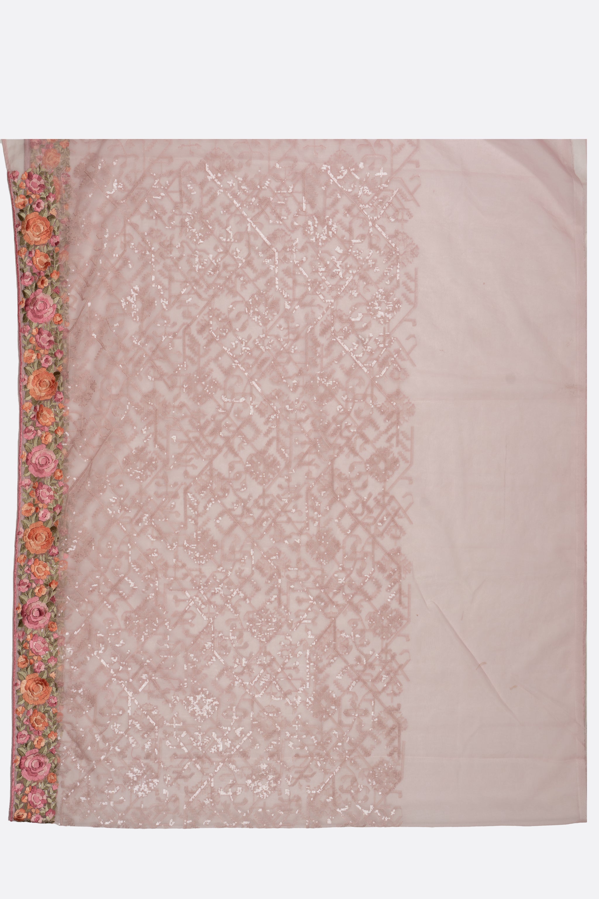 Pink Embroidered Kora Saree F00896