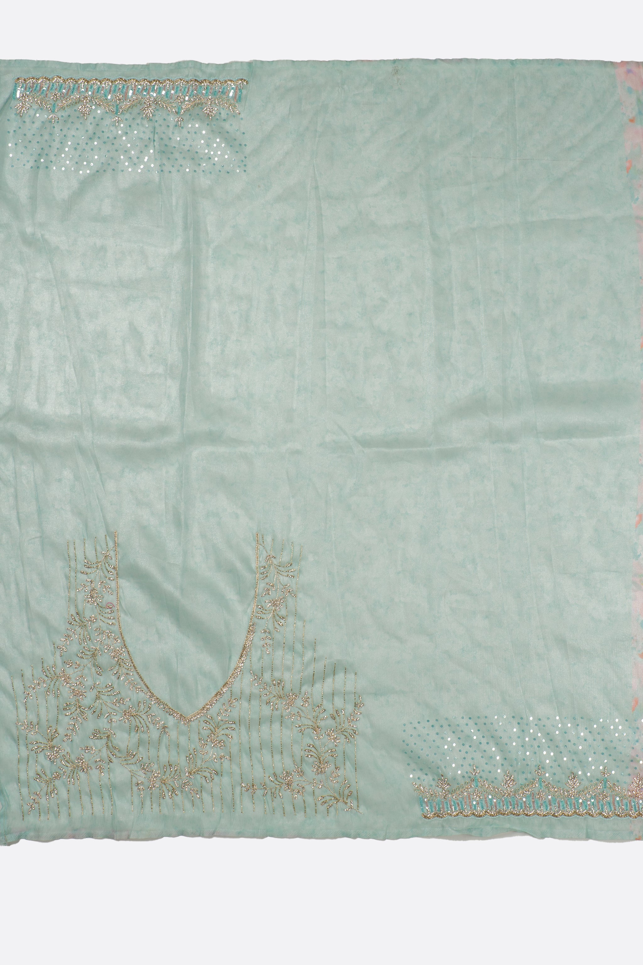 Blue Printed Kora Tissue Saree 10800