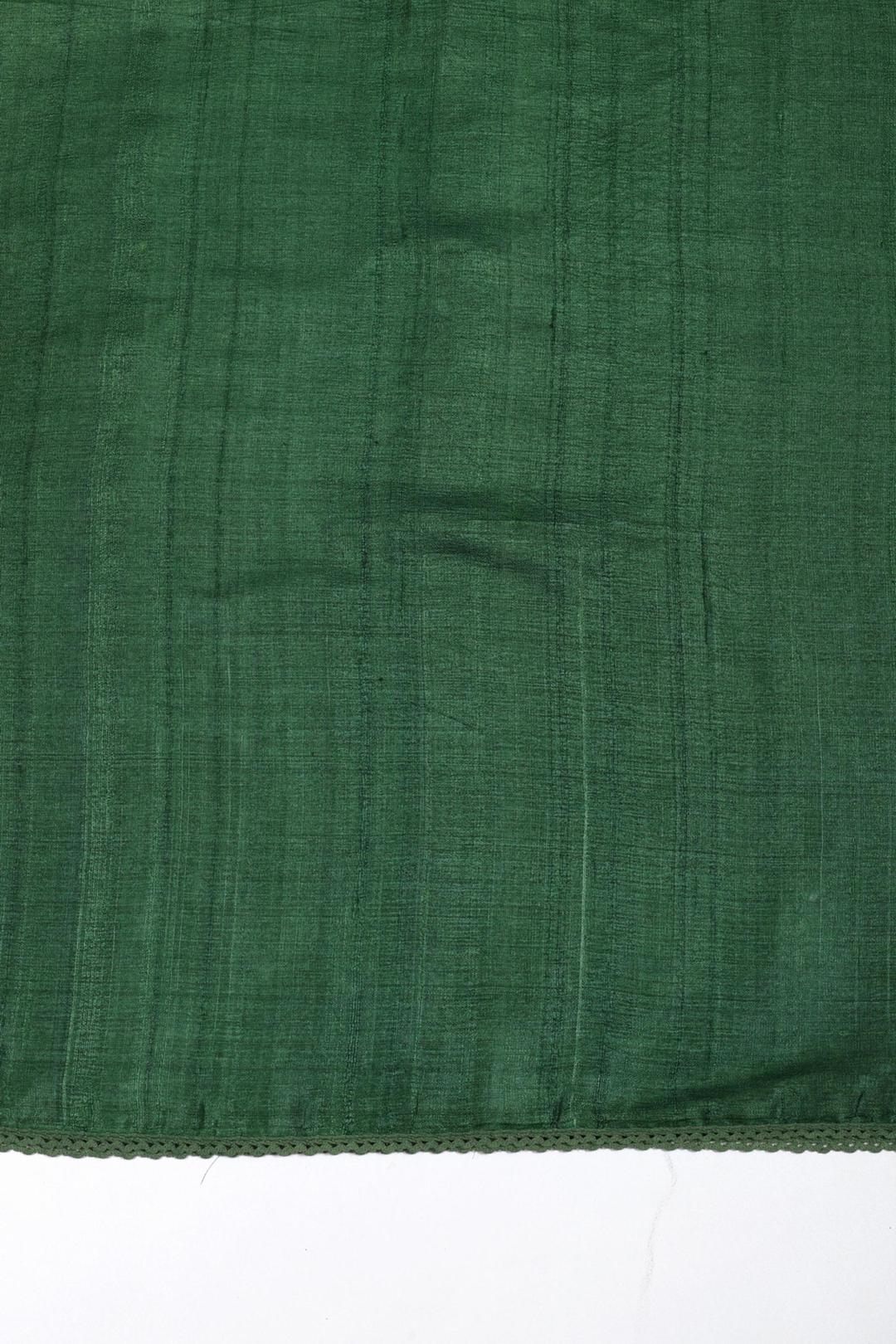 Dark Green Embroidered Tussar Saree F00118A