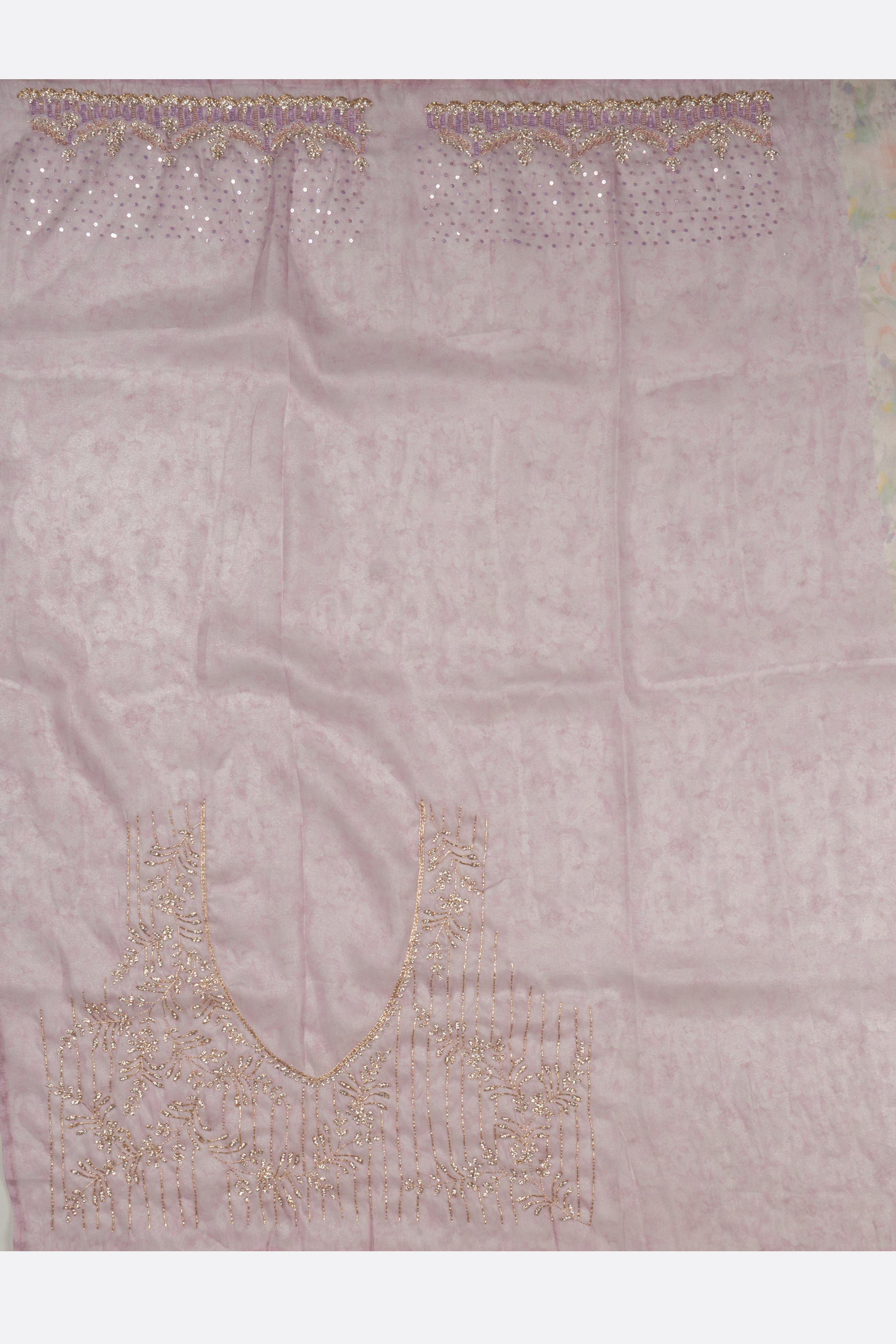 Lavender Printed Kora Tissue Saree F00798