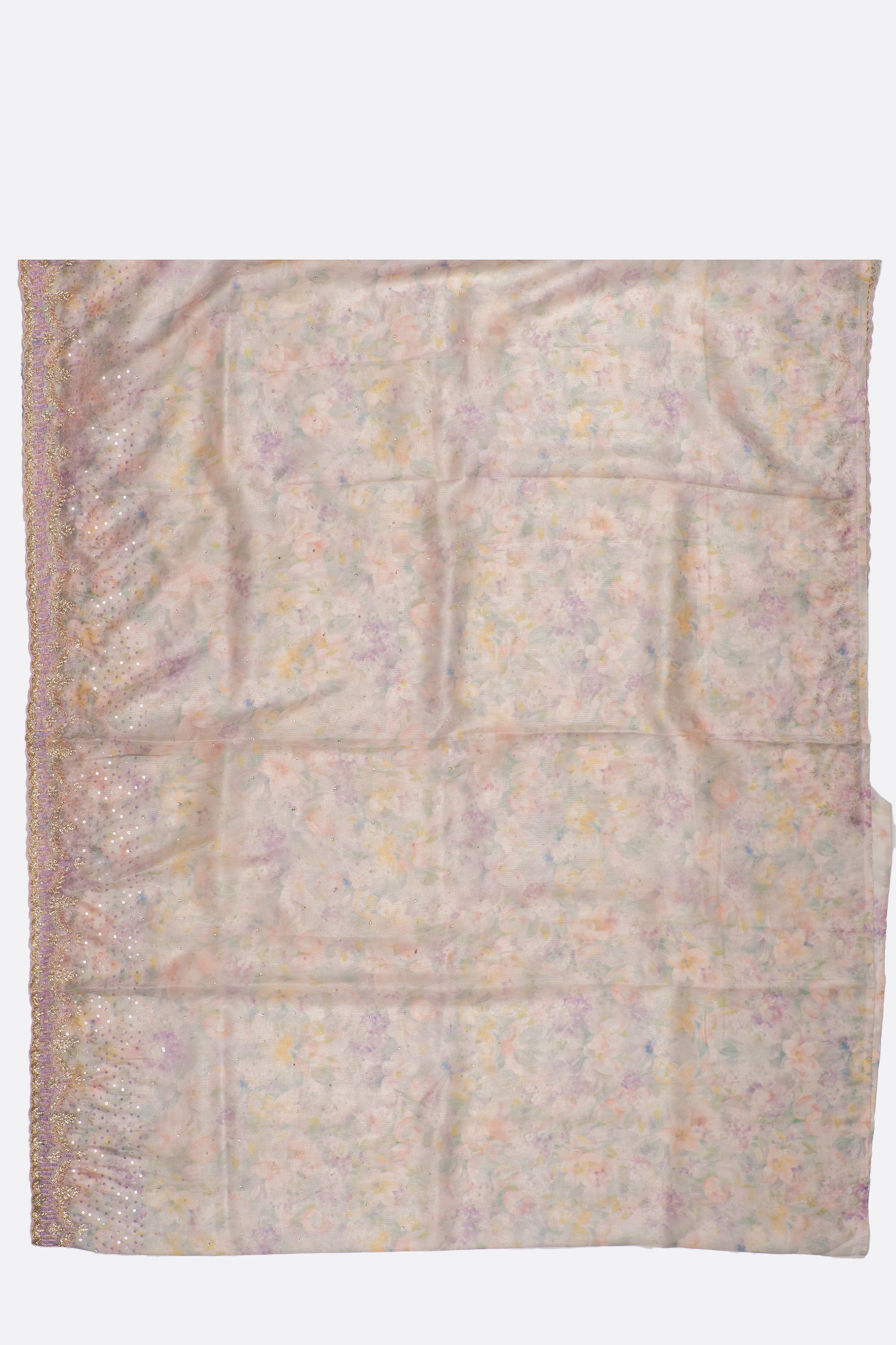 Lavender Printed Kora Tissue Saree F00798