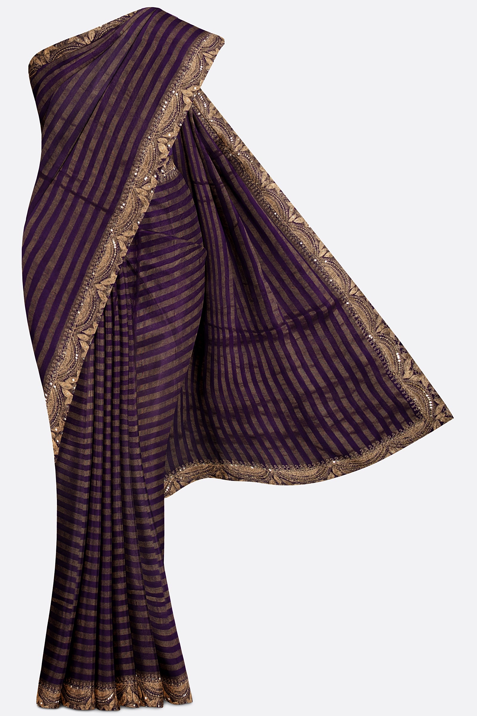 Violet Organza Saree F01077