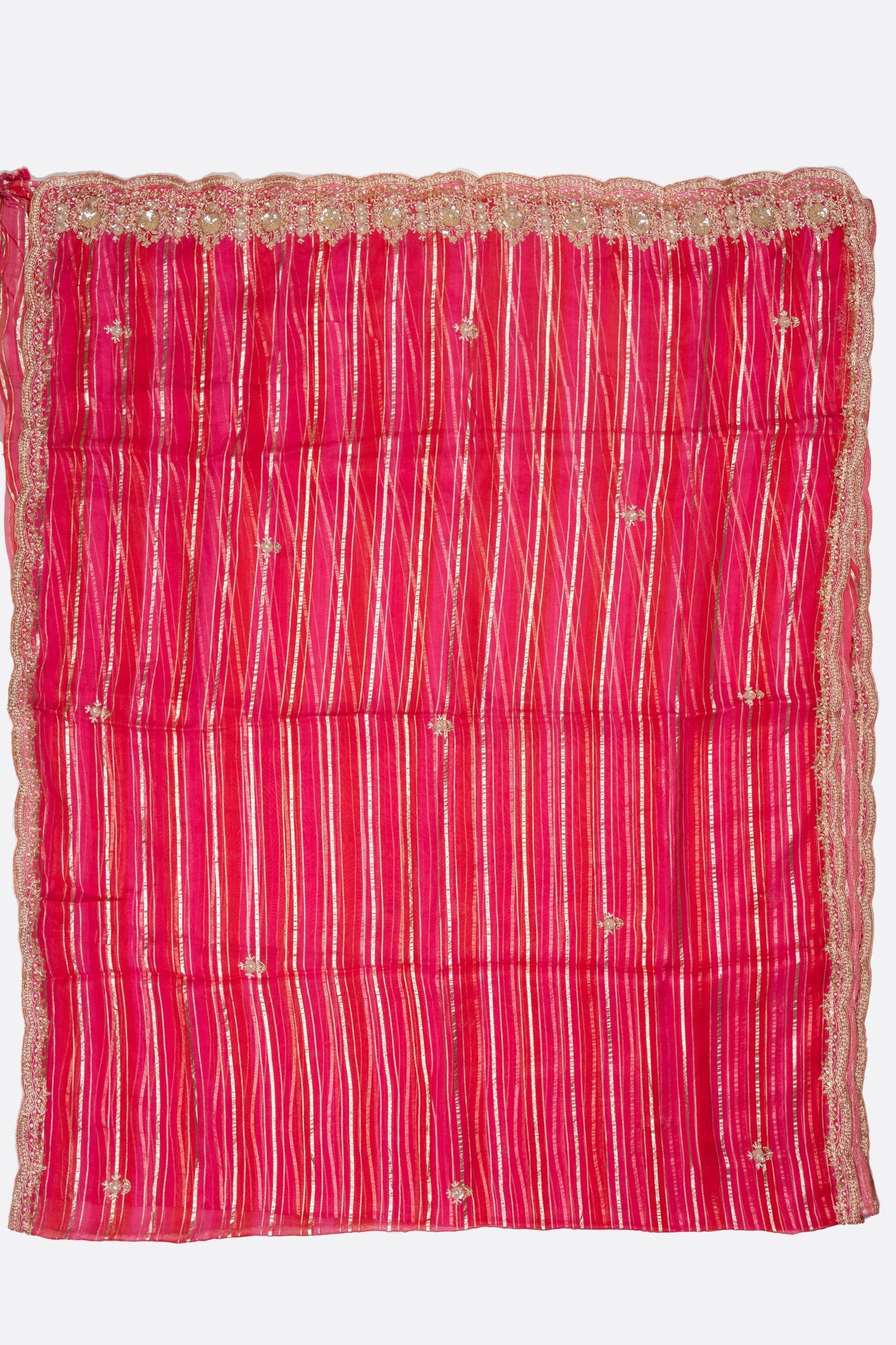 Red And Pink Organza Saree F00760