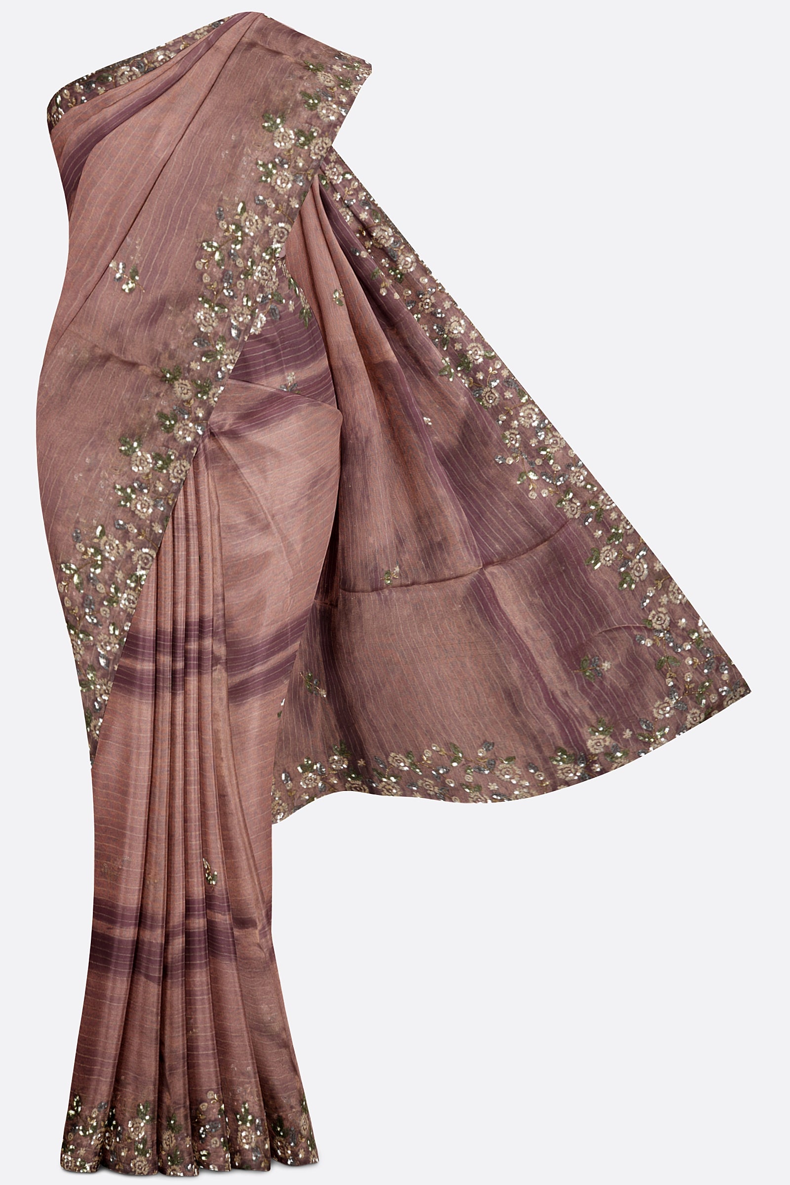 Mauve Pink Organza Saree F00894