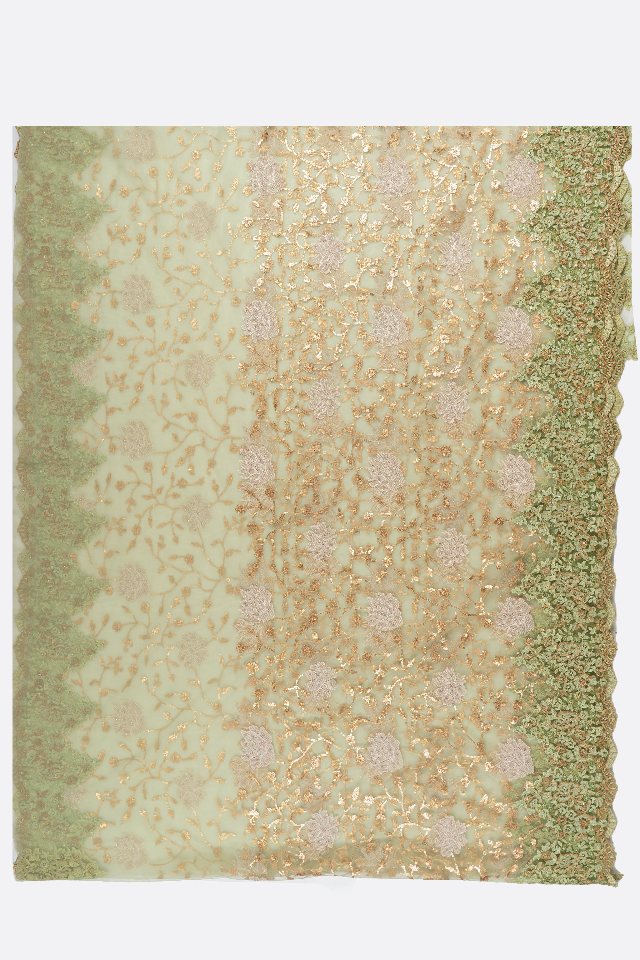 Green Embroidered Net Saree CS0178