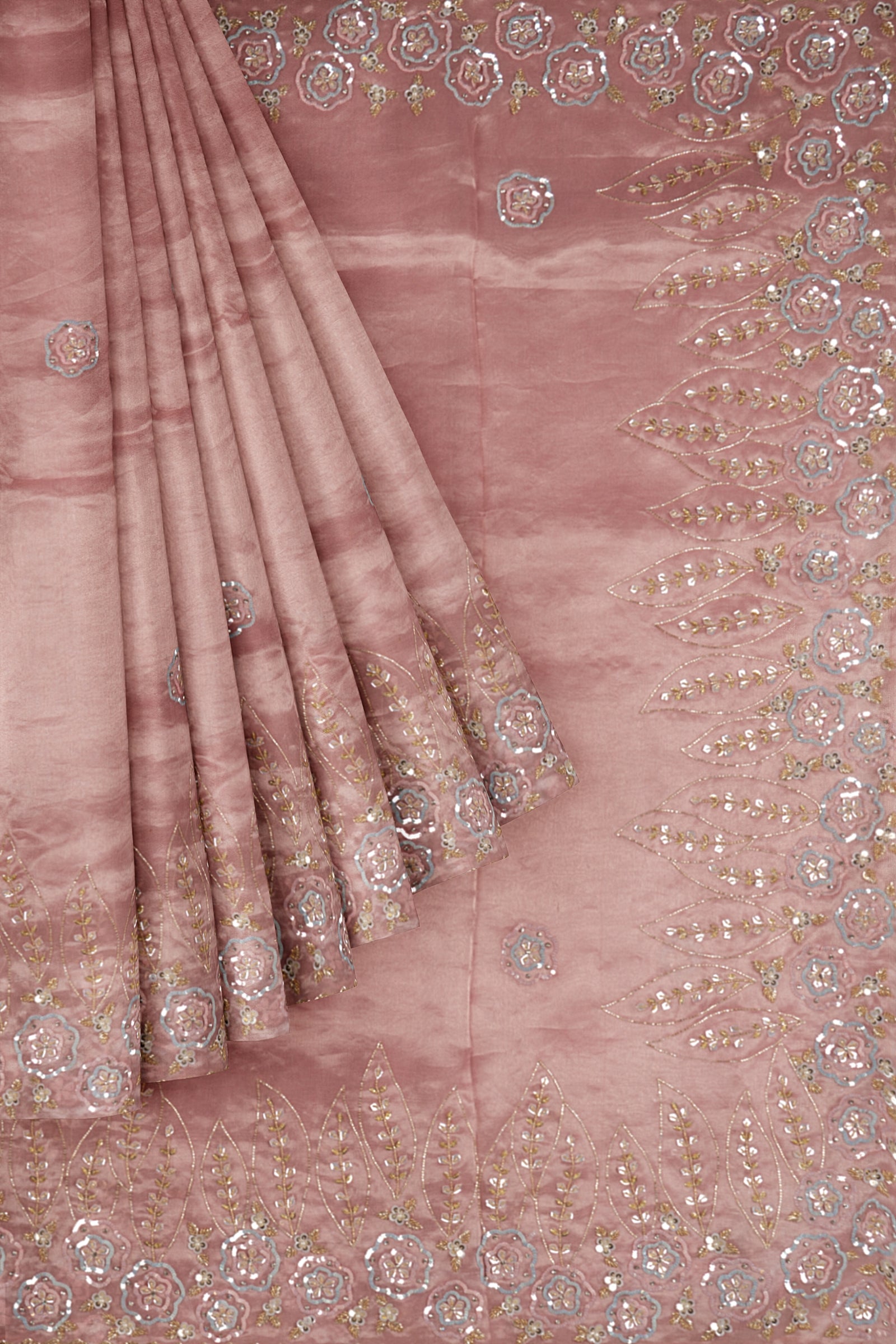 Pink Embroidered Kora Tissue ES1340