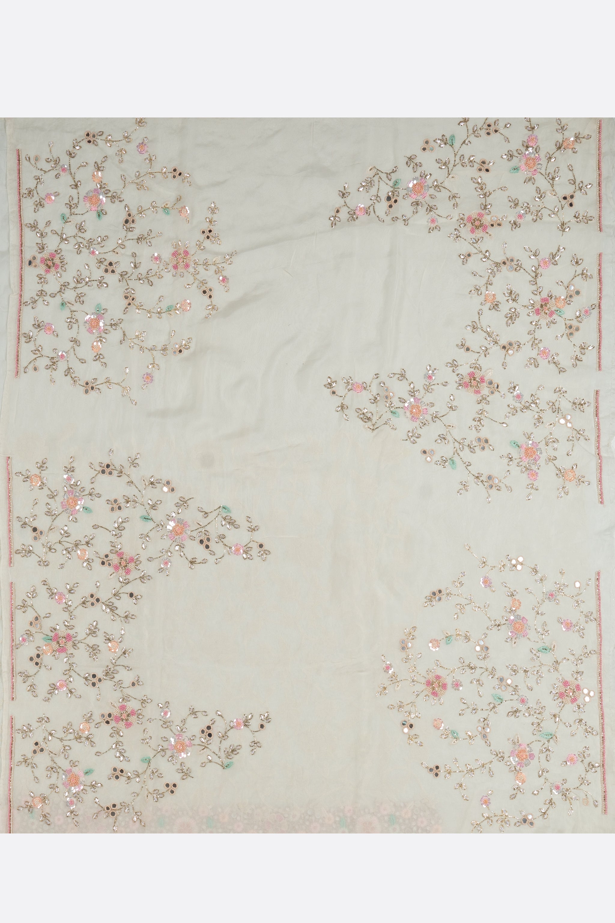 White Embroidered Organza Saree F00995