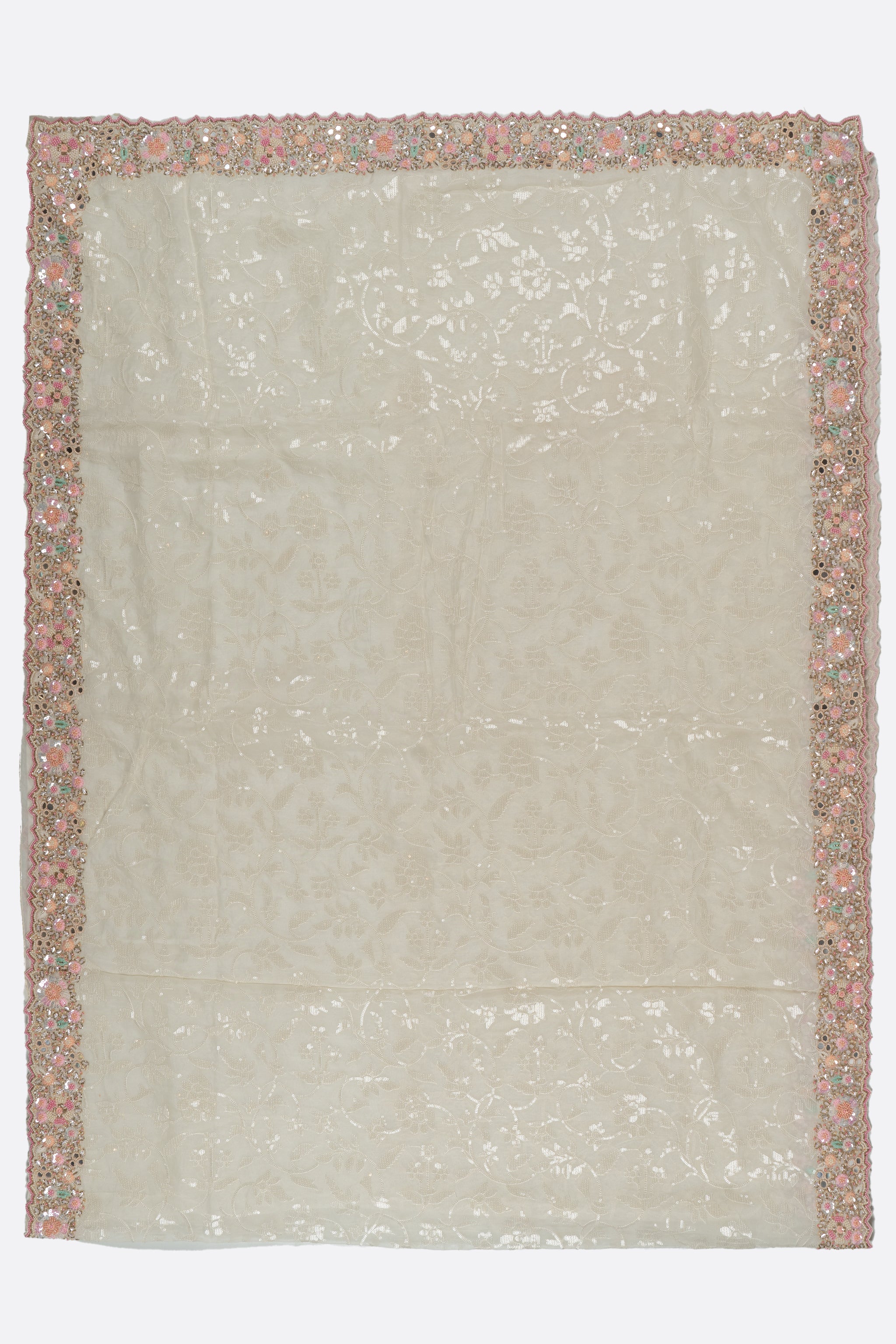 White Embroidered Organza Saree F00995