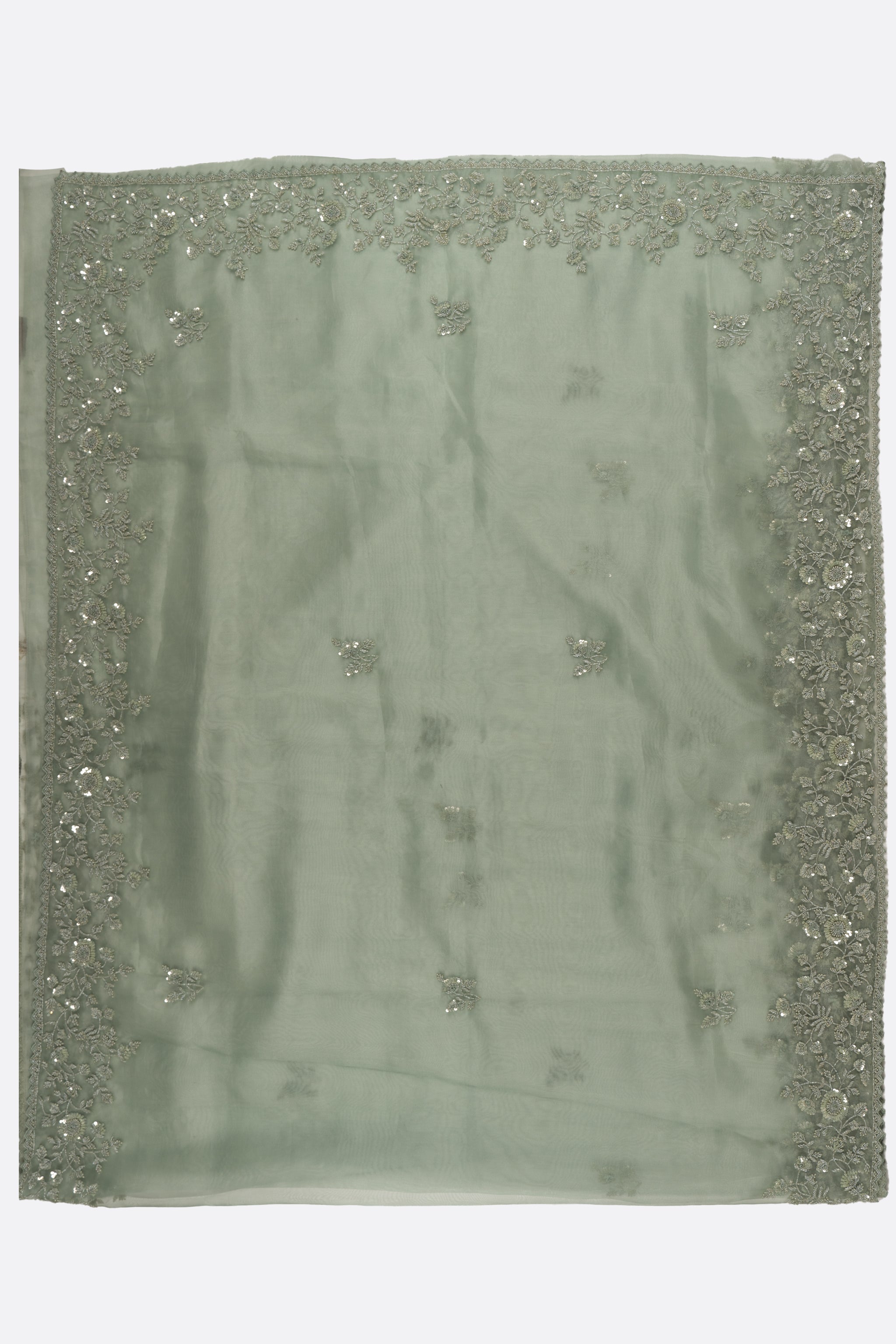 Green Embroidered Tissue Kora F01171