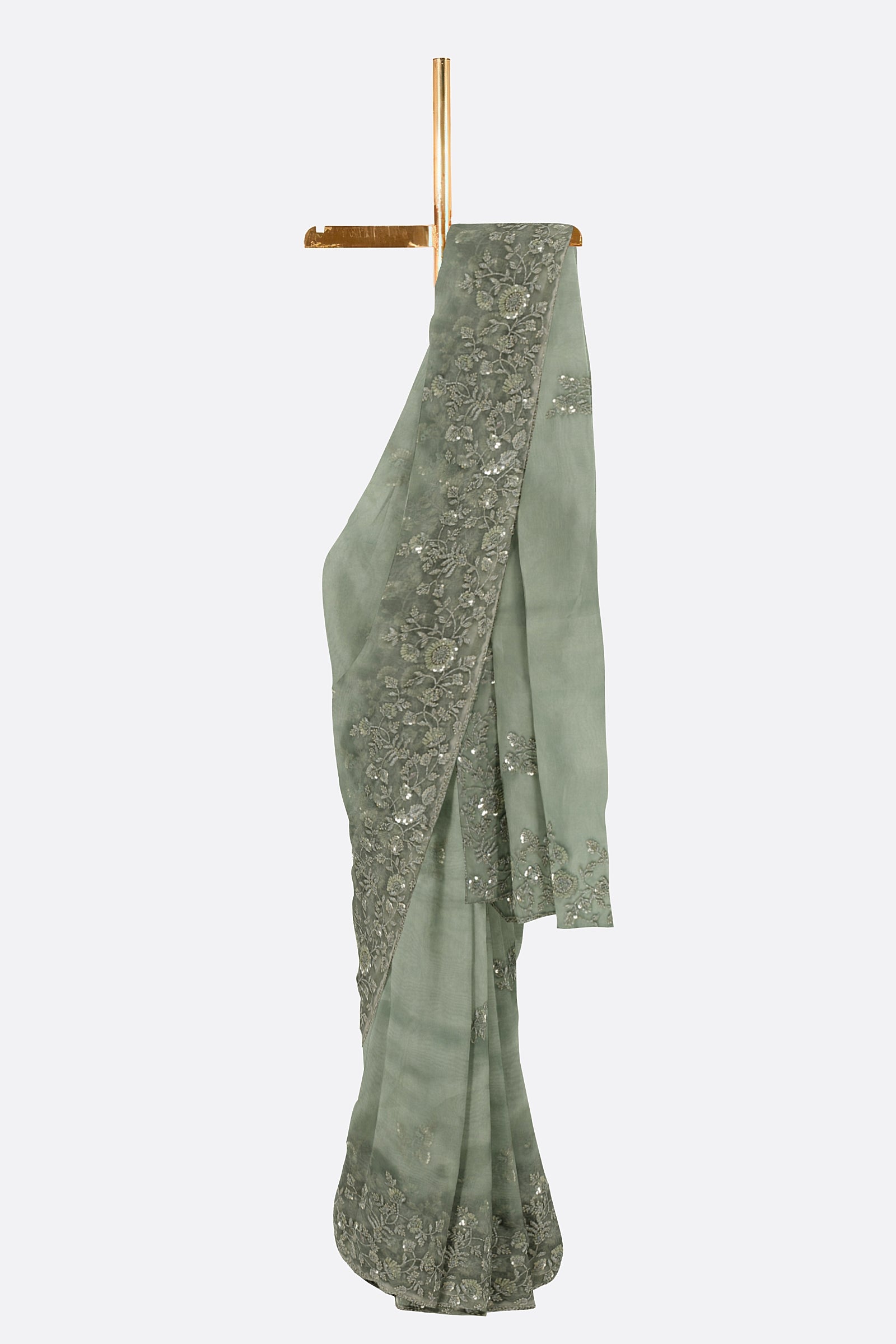 Green Embroidered Tissue Kora F01171