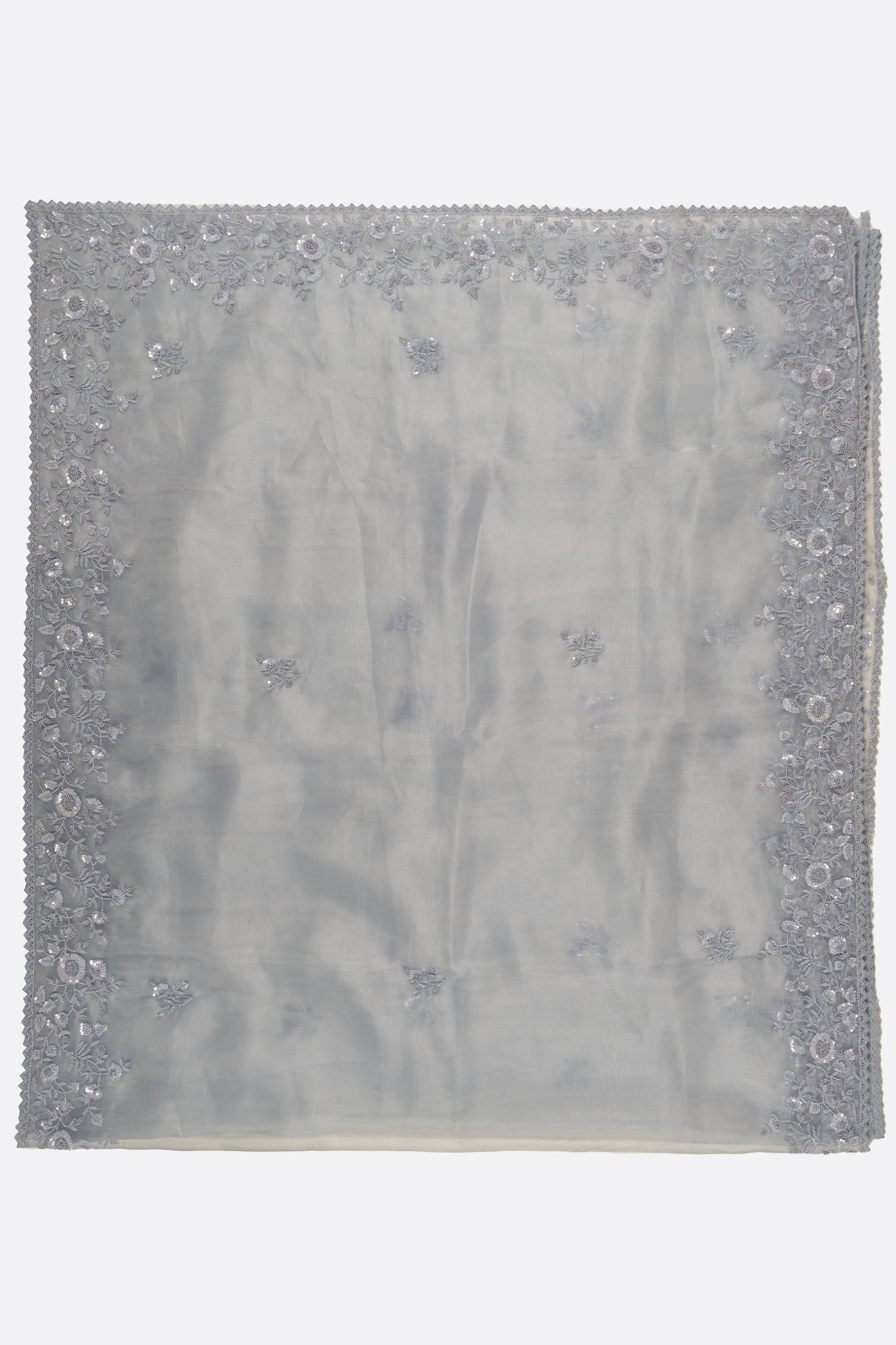 Grey Embroidered Tissue Kora F01171