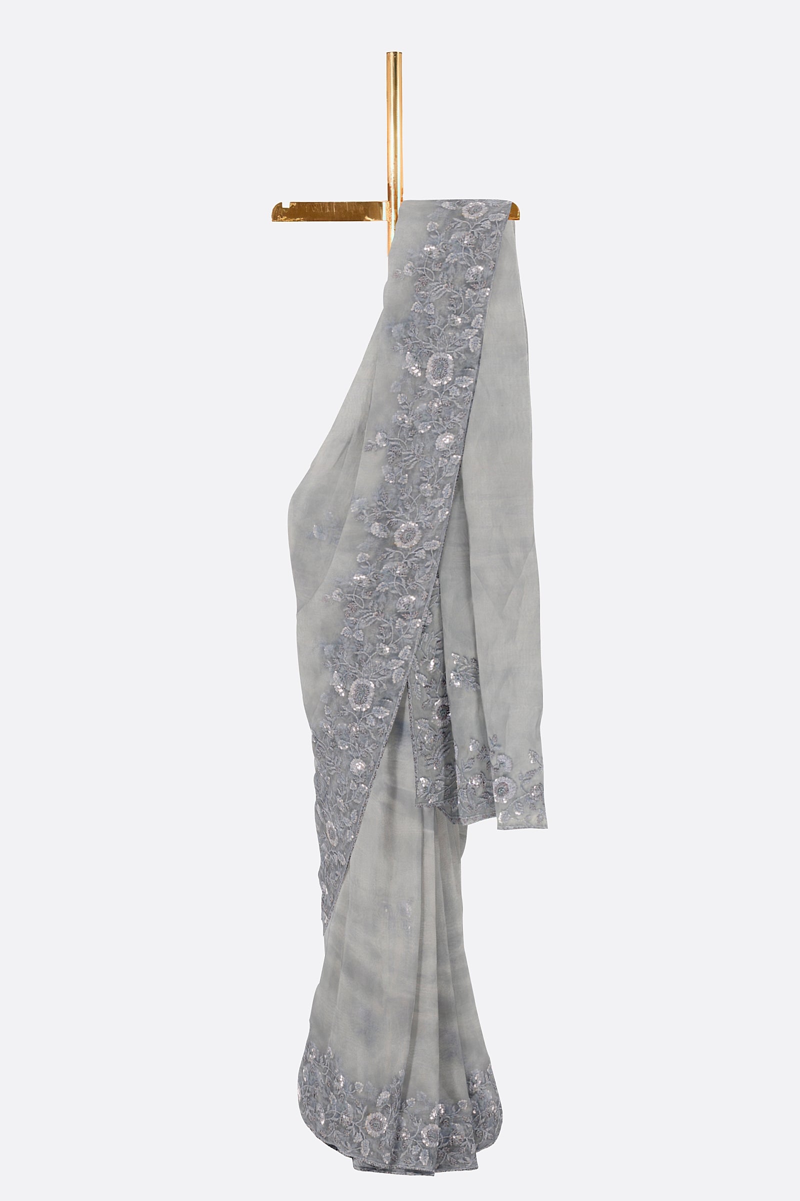 Grey Embroidered Tissue Kora F01171