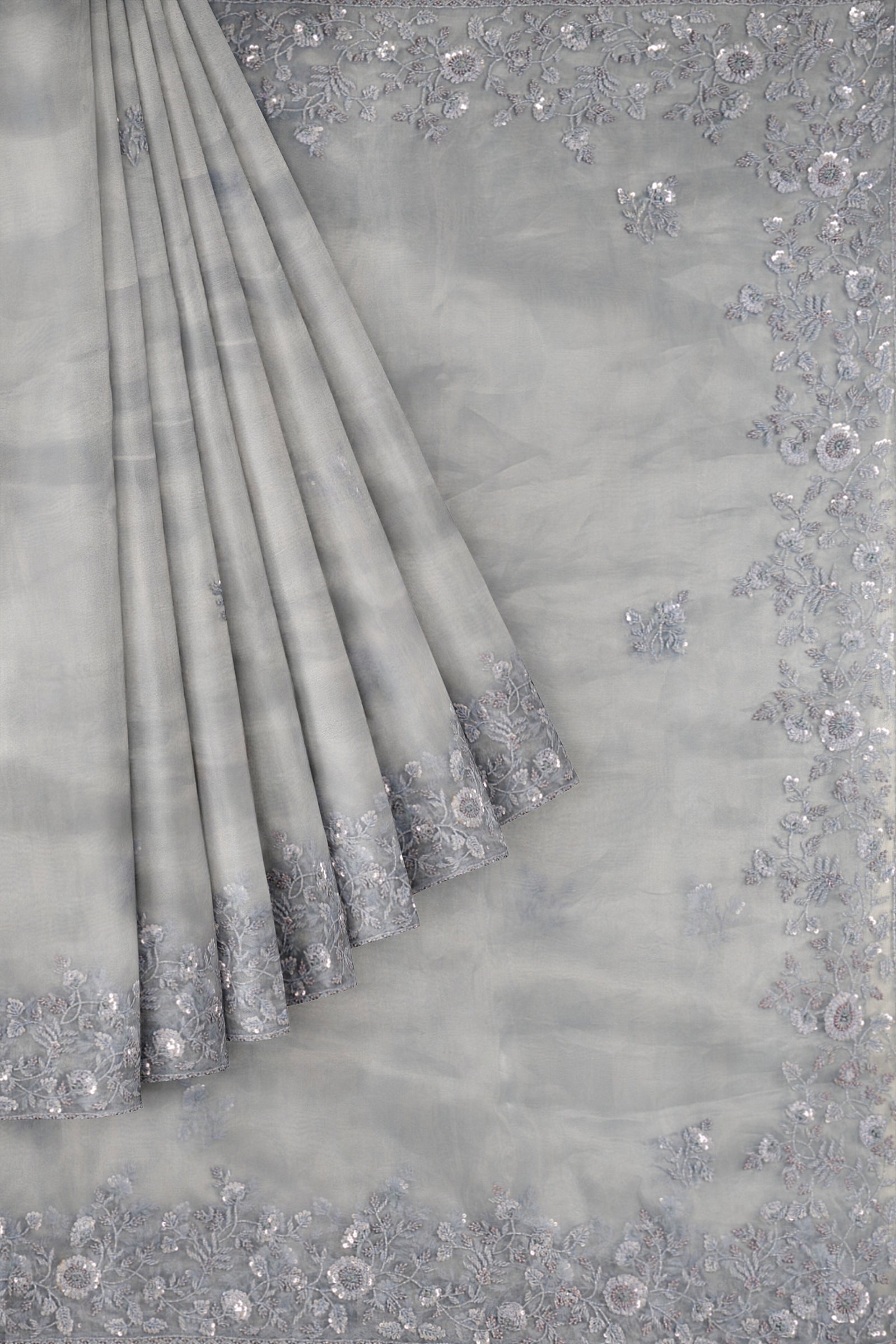 Grey Embroidered Tissue Kora F01171