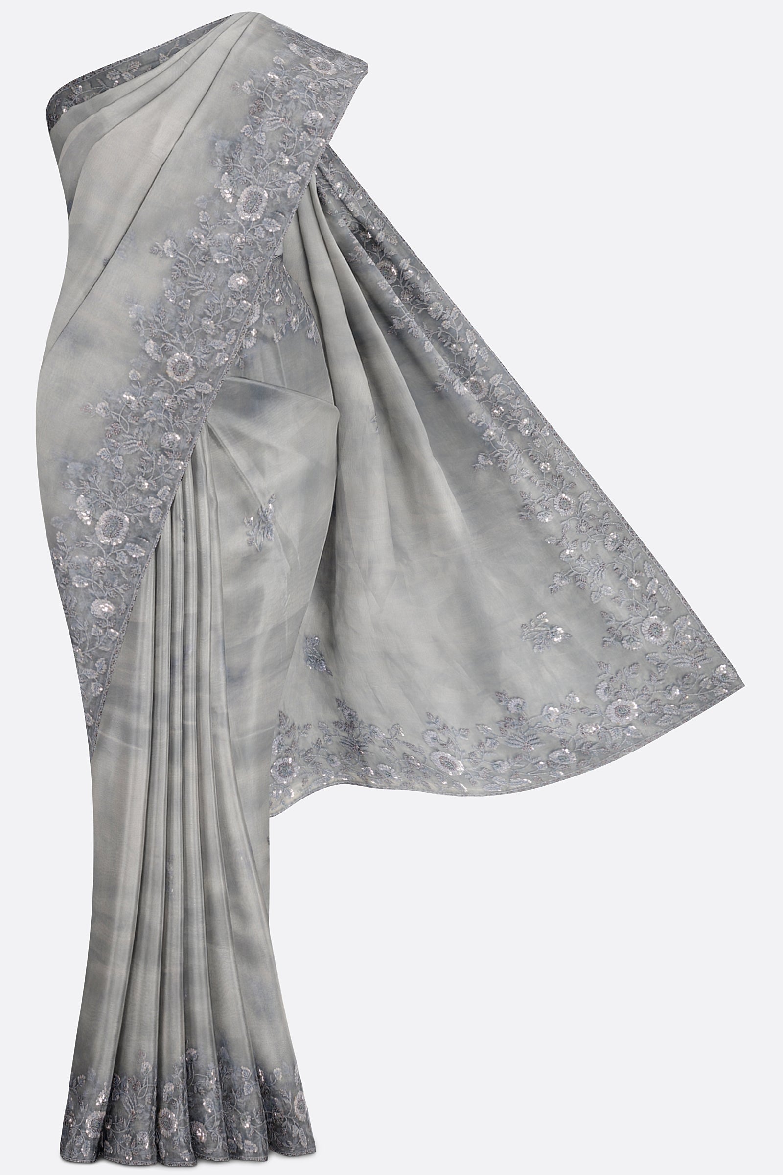 Grey Embroidered Tissue Kora F01171