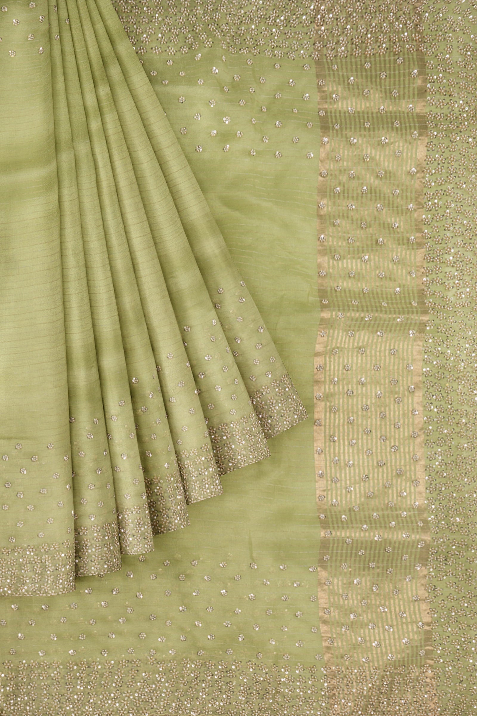 Green Embroidered Organza Saree ES0074