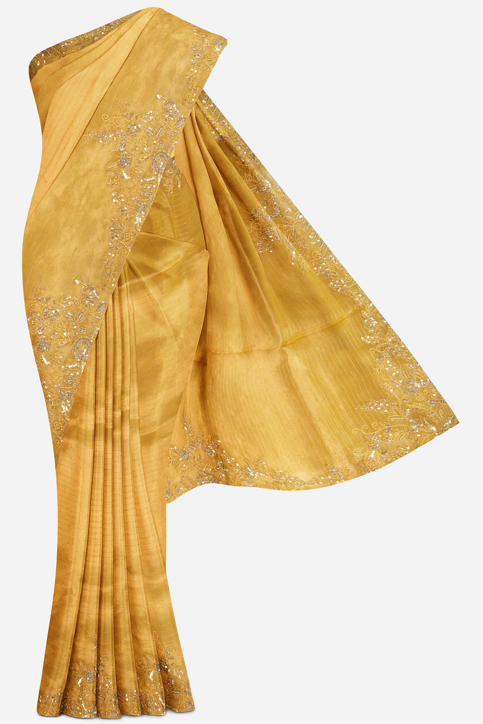 Yellow Embroidered Organza ES0076