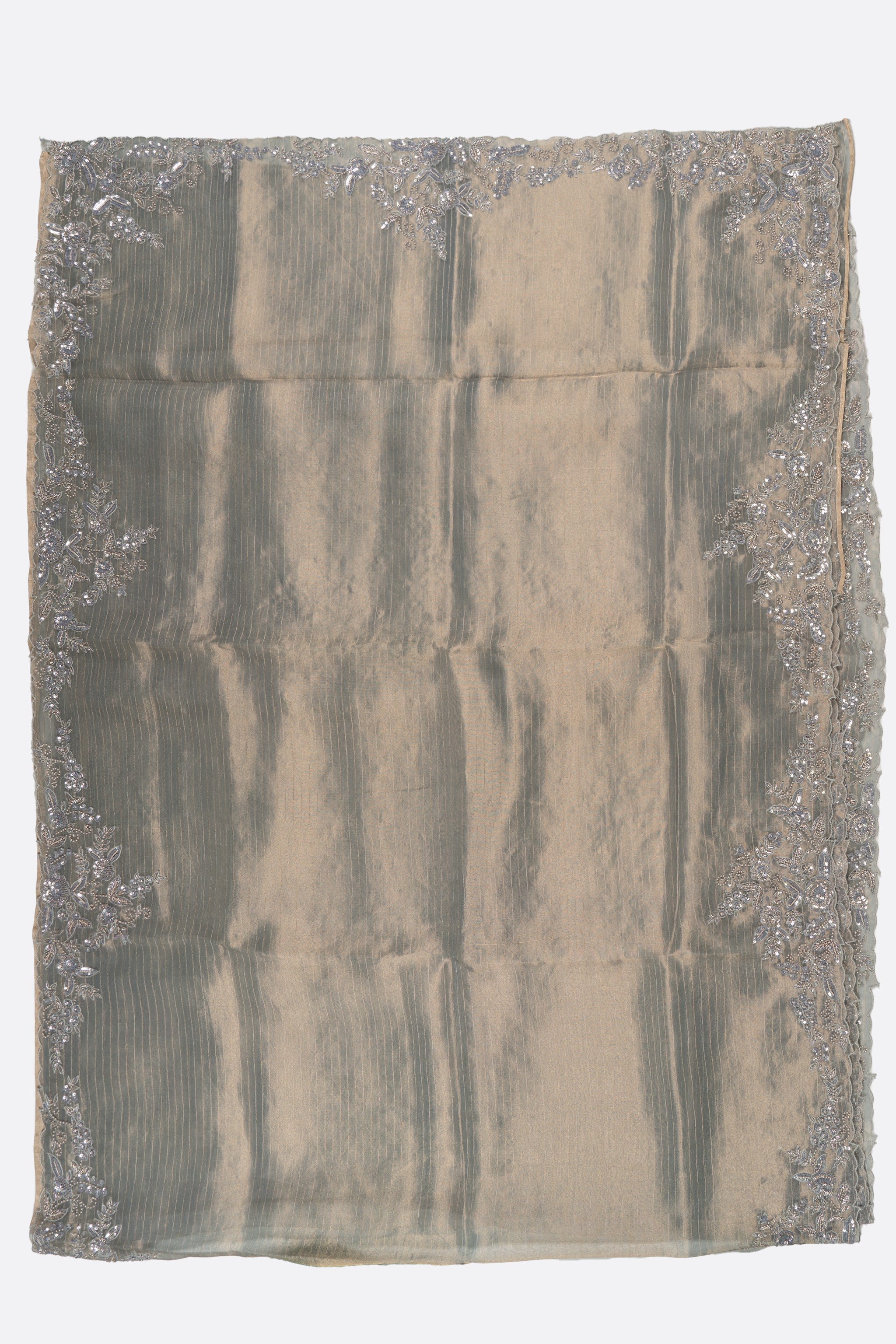 Grey Embroidered Organza Saree ES0076