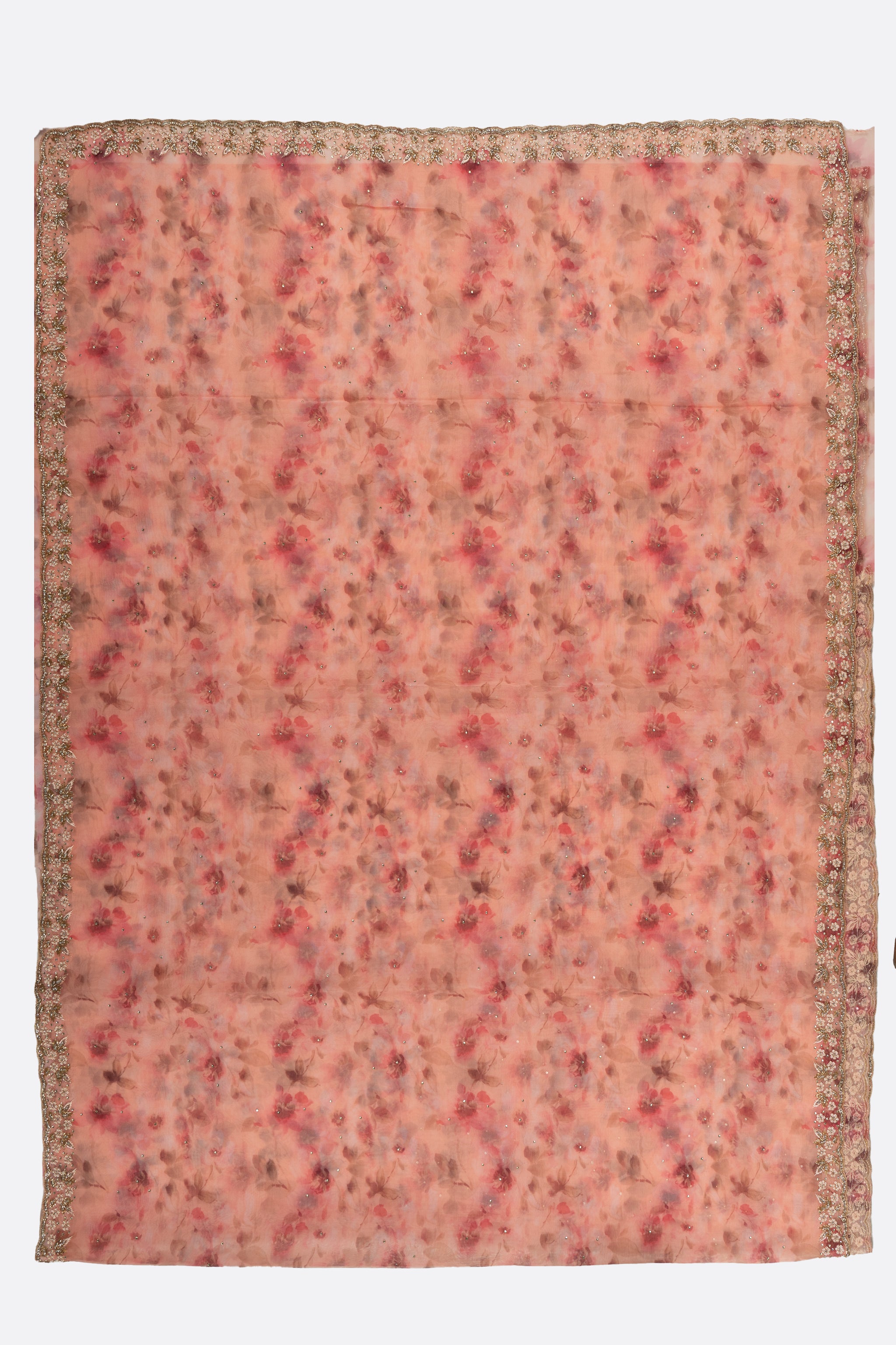 Peach Printed Organza Saree ES0280