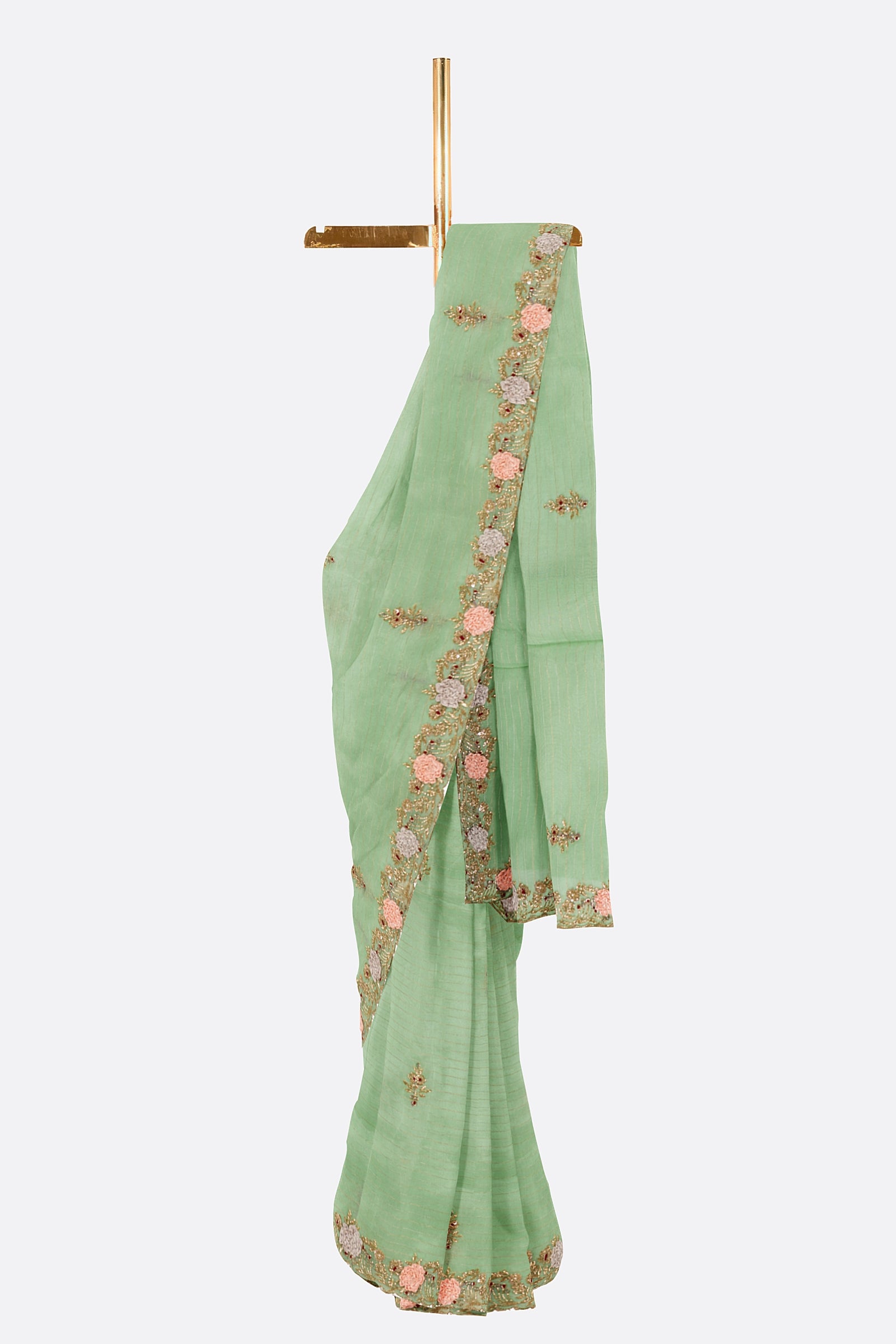 Green Embroidered Organza Saree ES0073