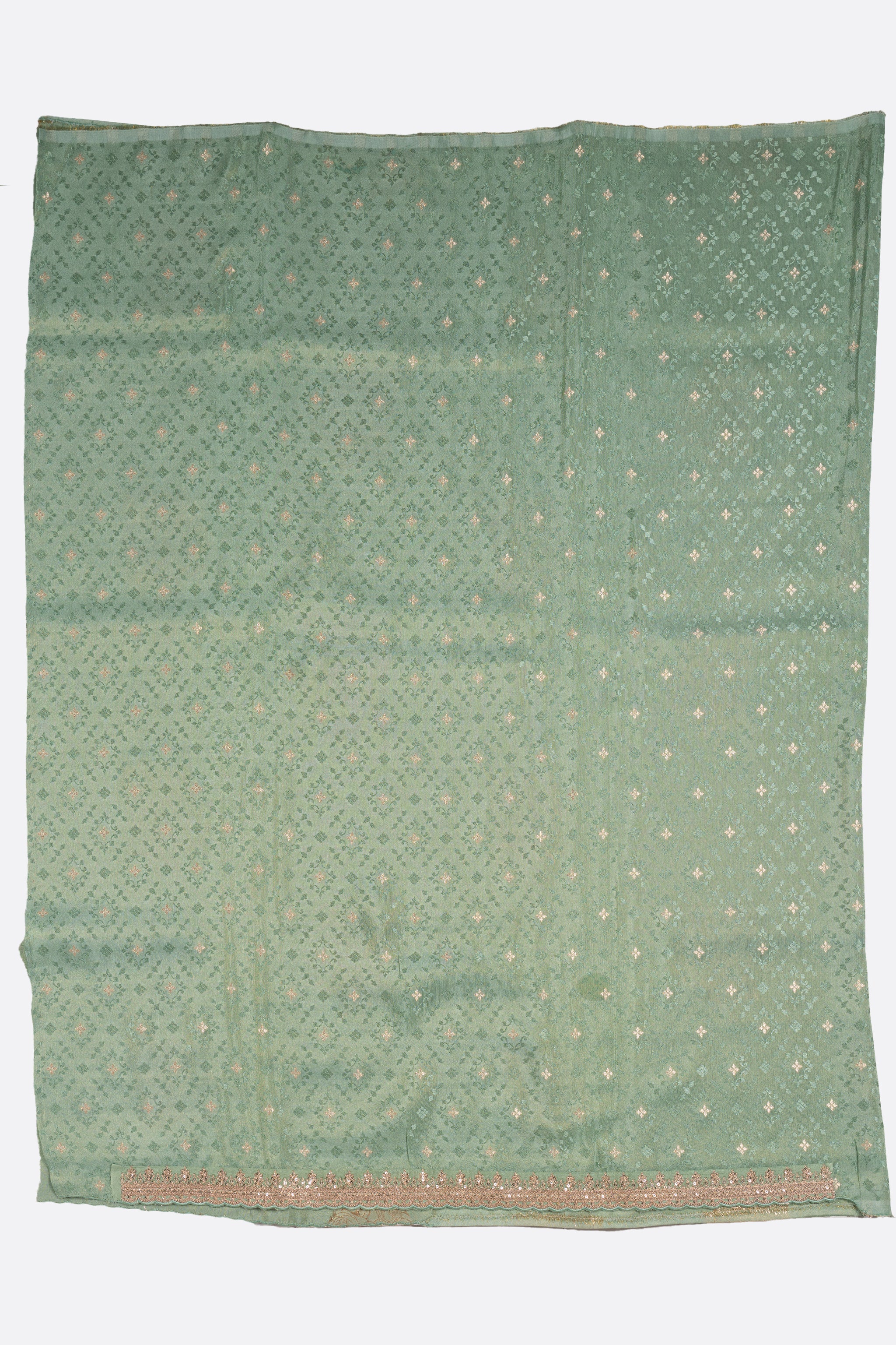 Green Woven Tissue Saree F01117