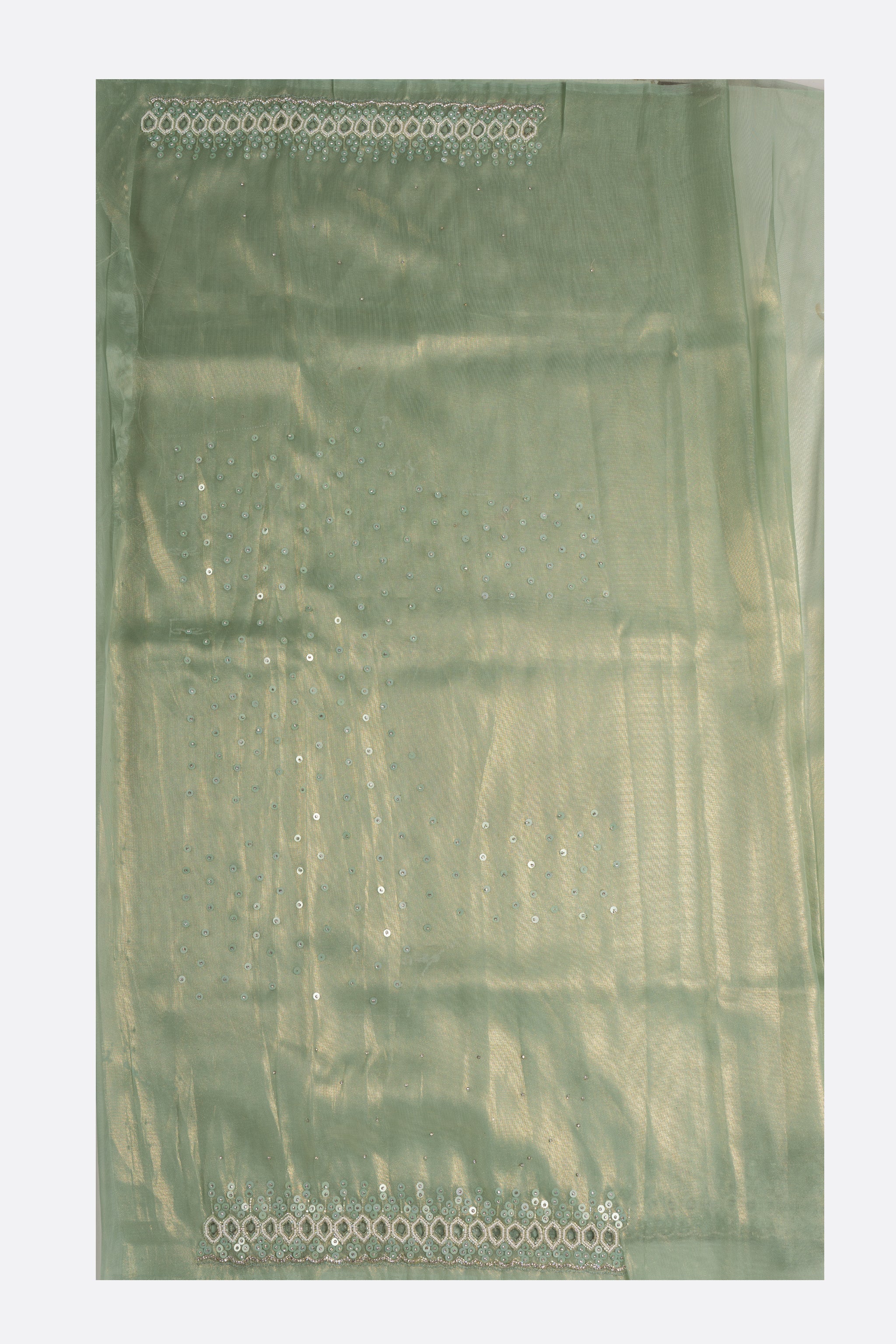 Green Plain Tissue Kora Saree ES0226