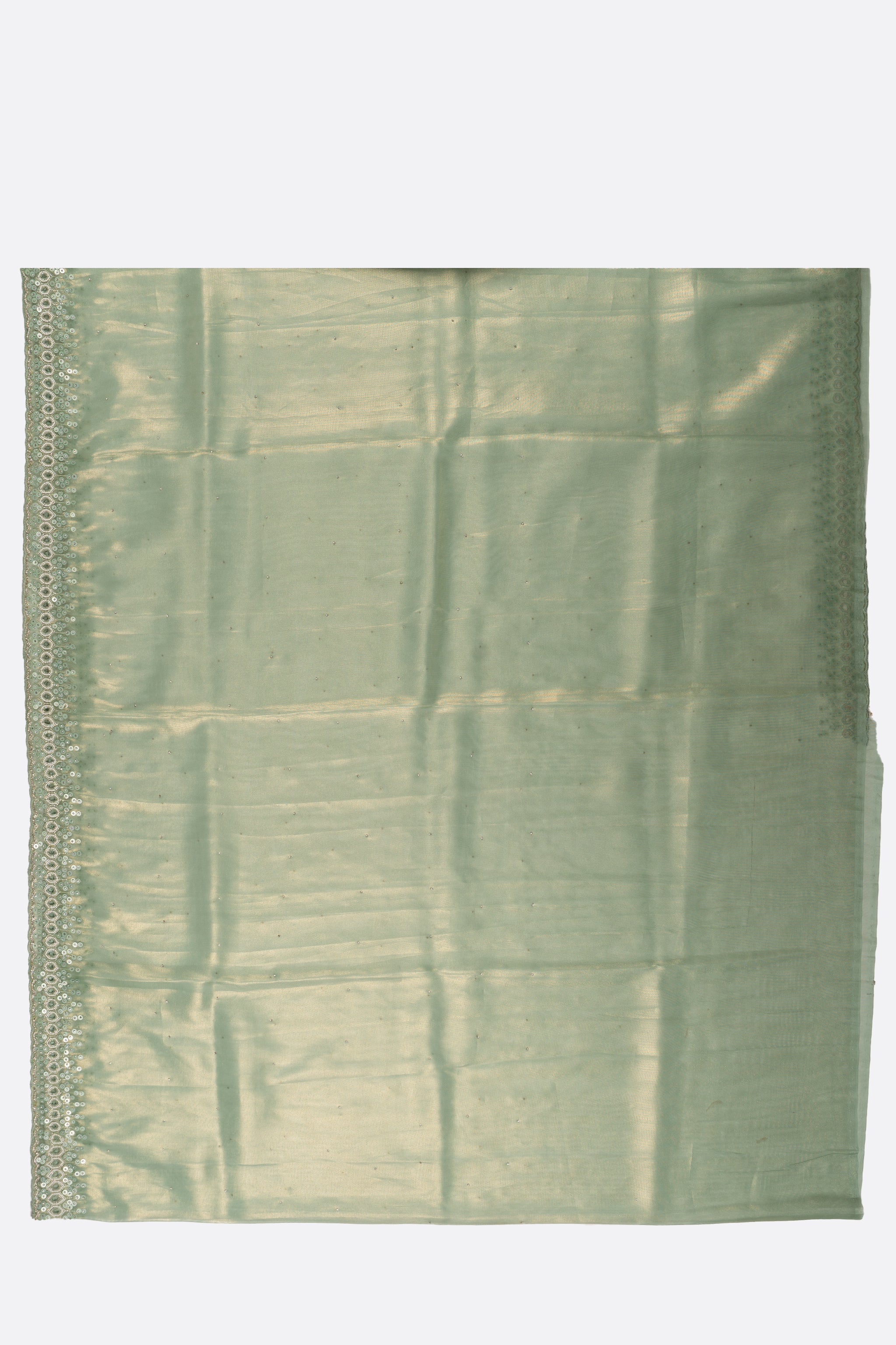 Green Plain Tissue Kora Saree ES0226