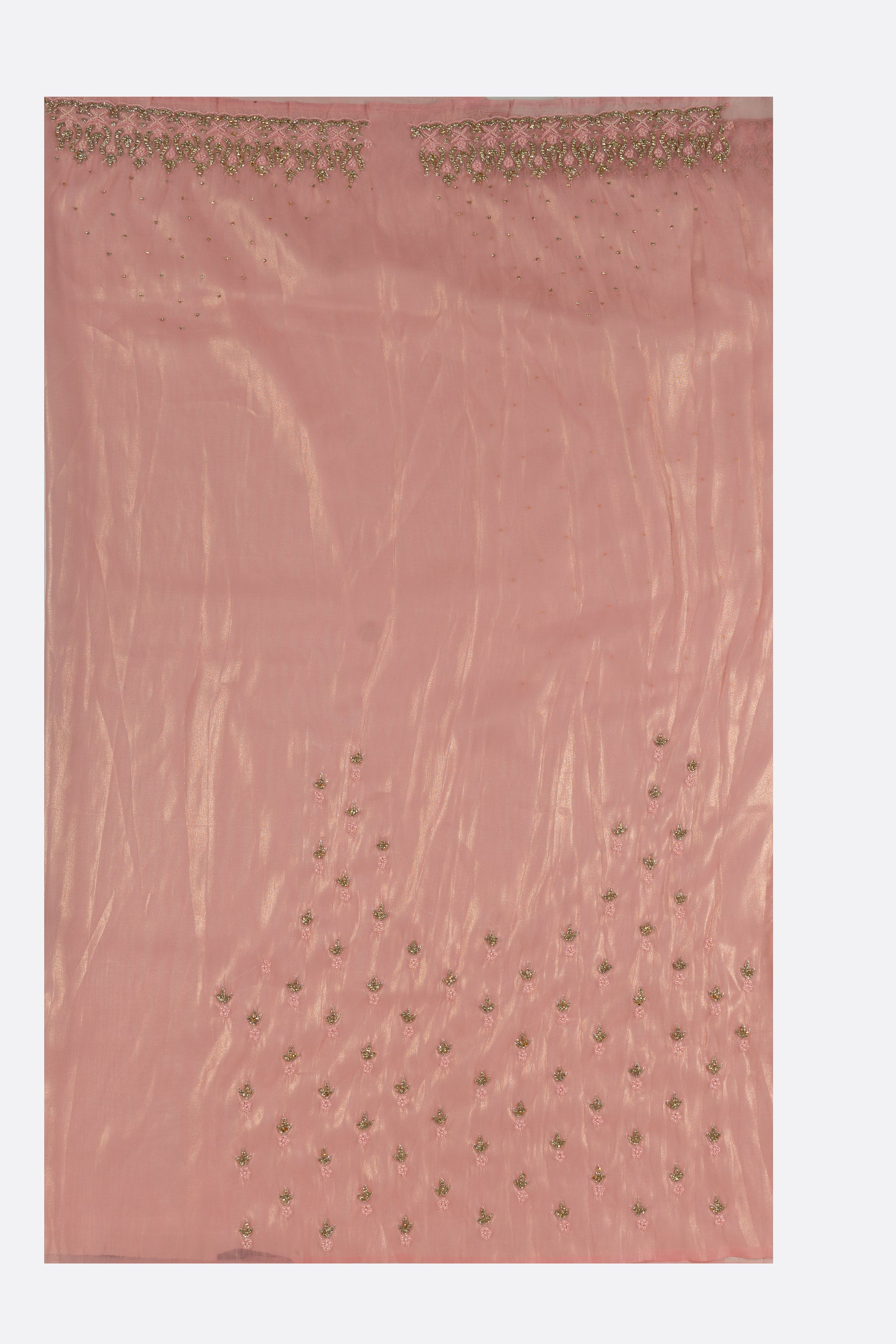 Peach Plain Tissue Kora Saree ES0240