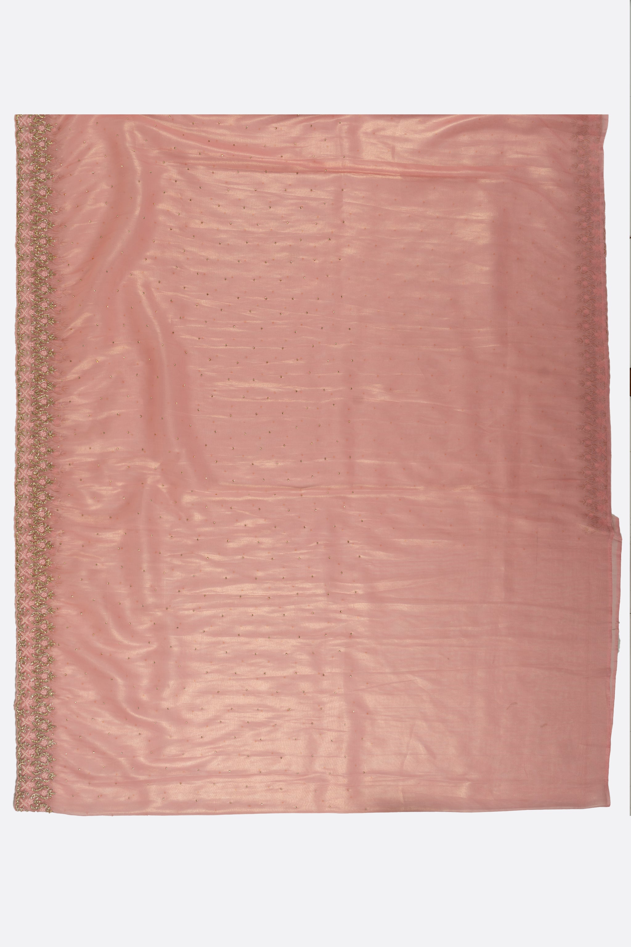 Peach Plain Tissue Kora Saree ES0240