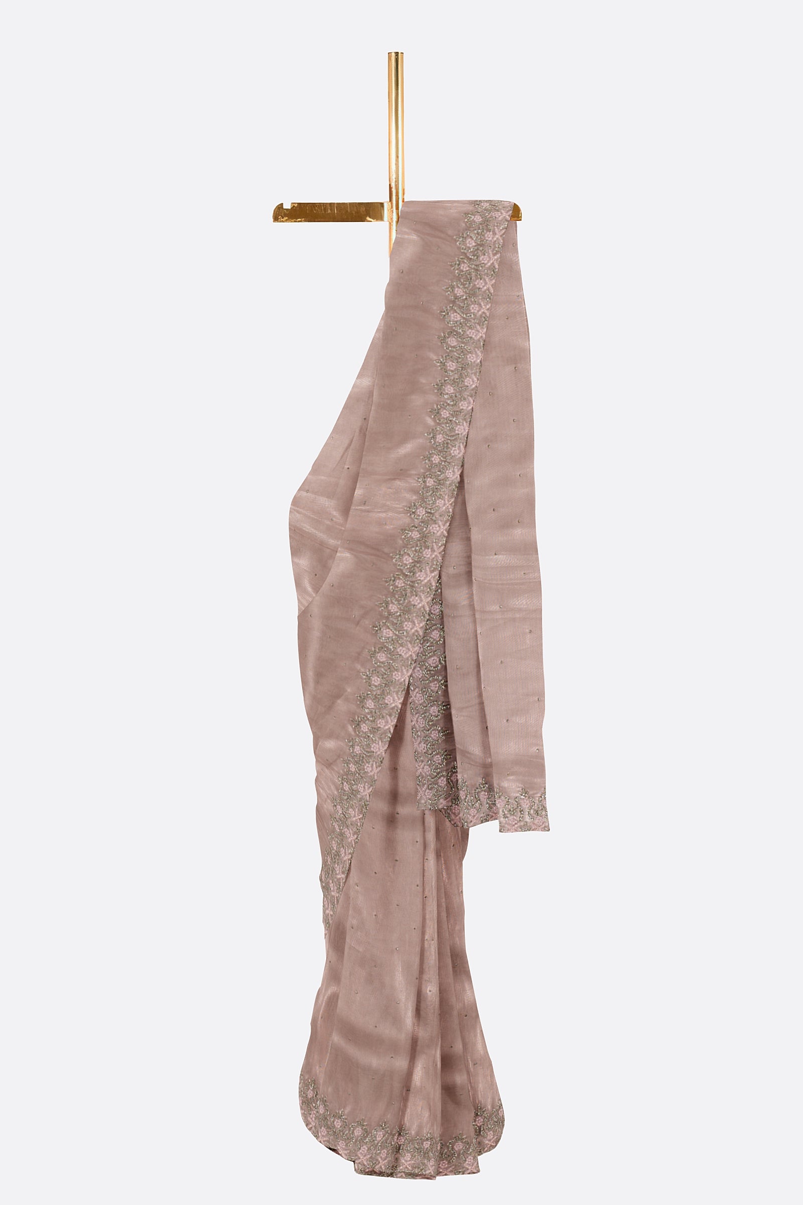 Mauve Pink Plain Tissue Kora Saree ES0240