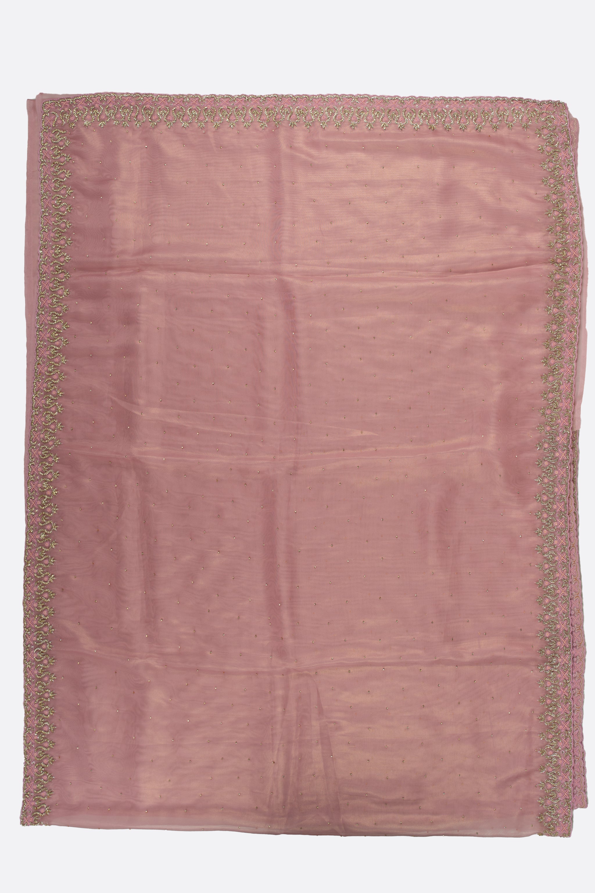 Pink Plain Tissue Kora Saree ES0240