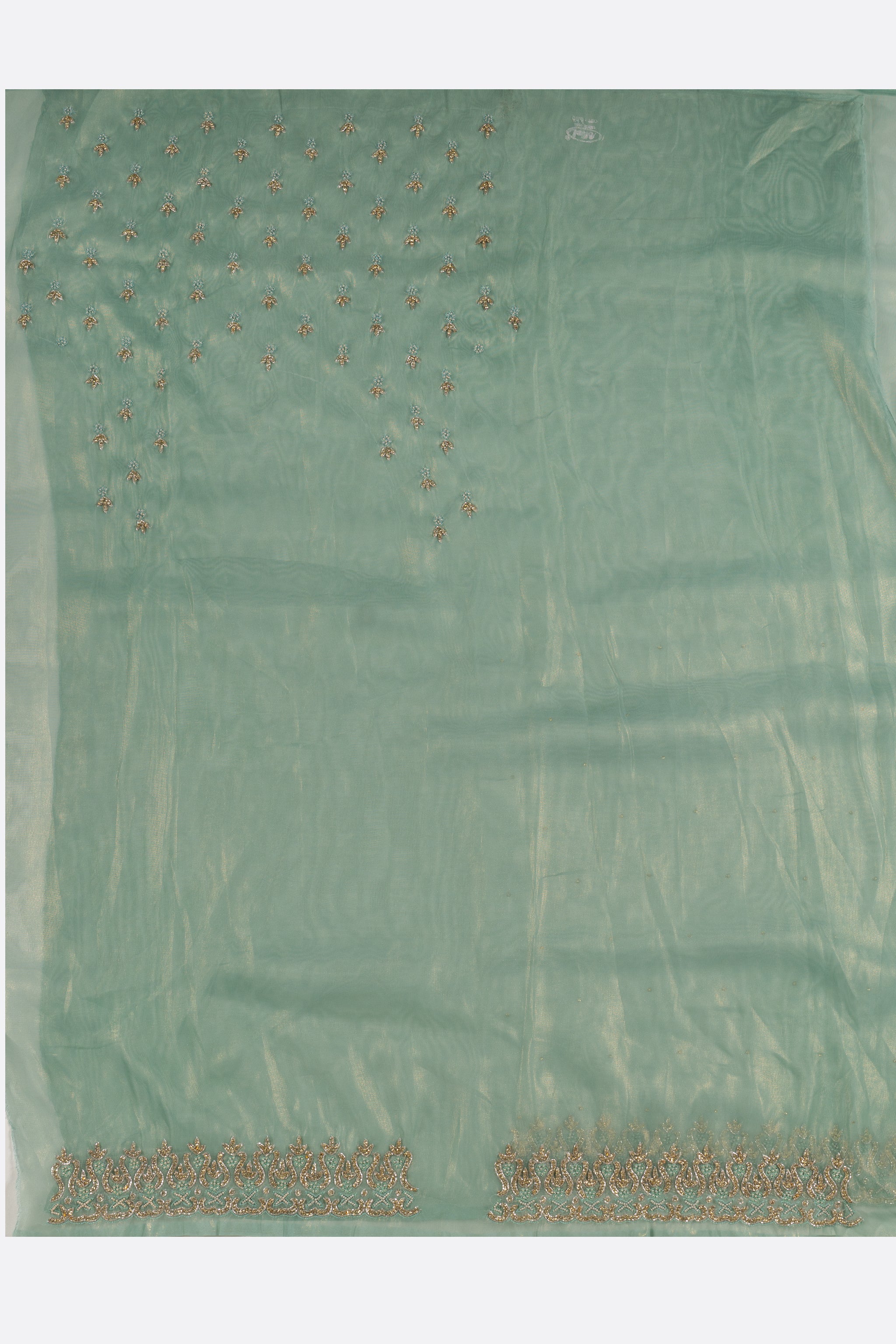 Green Plain Tissue Kora Saree ES0240
