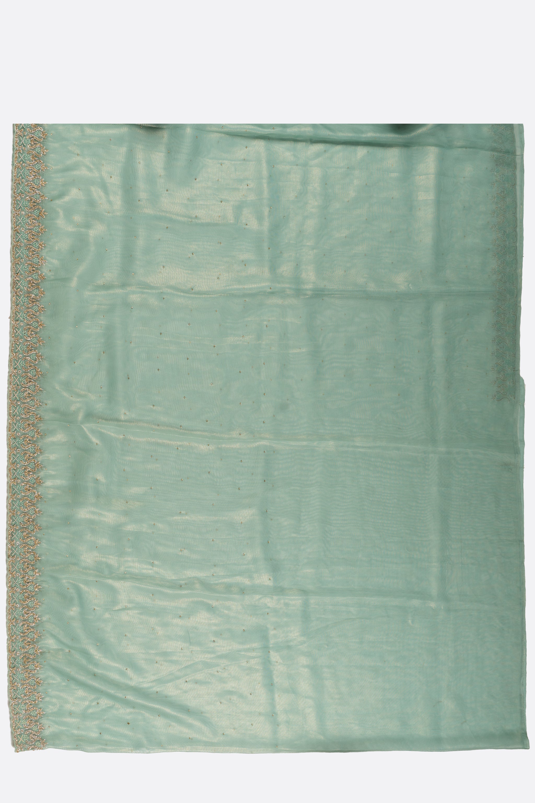Green Plain Tissue Kora Saree ES0240