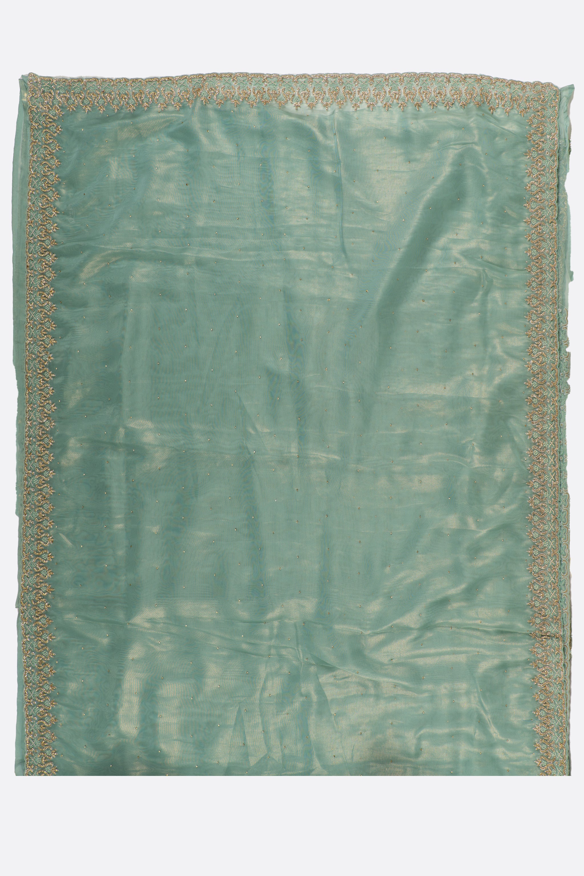 Green Plain Tissue Kora Saree ES0240