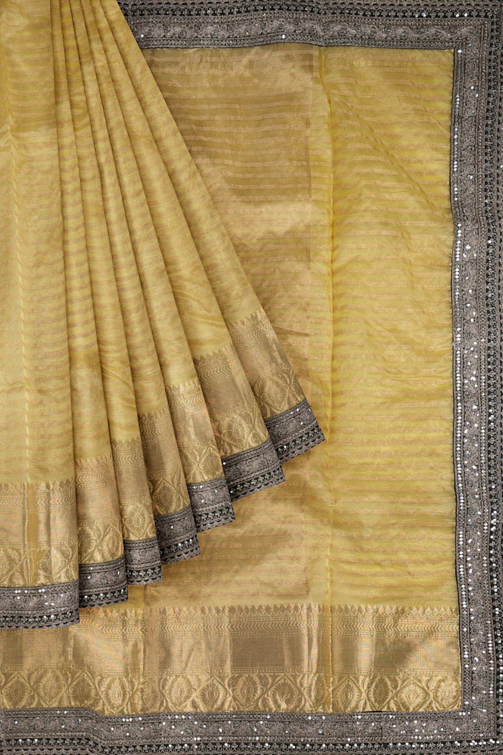 Yellow Woven Kora Saree ES0286